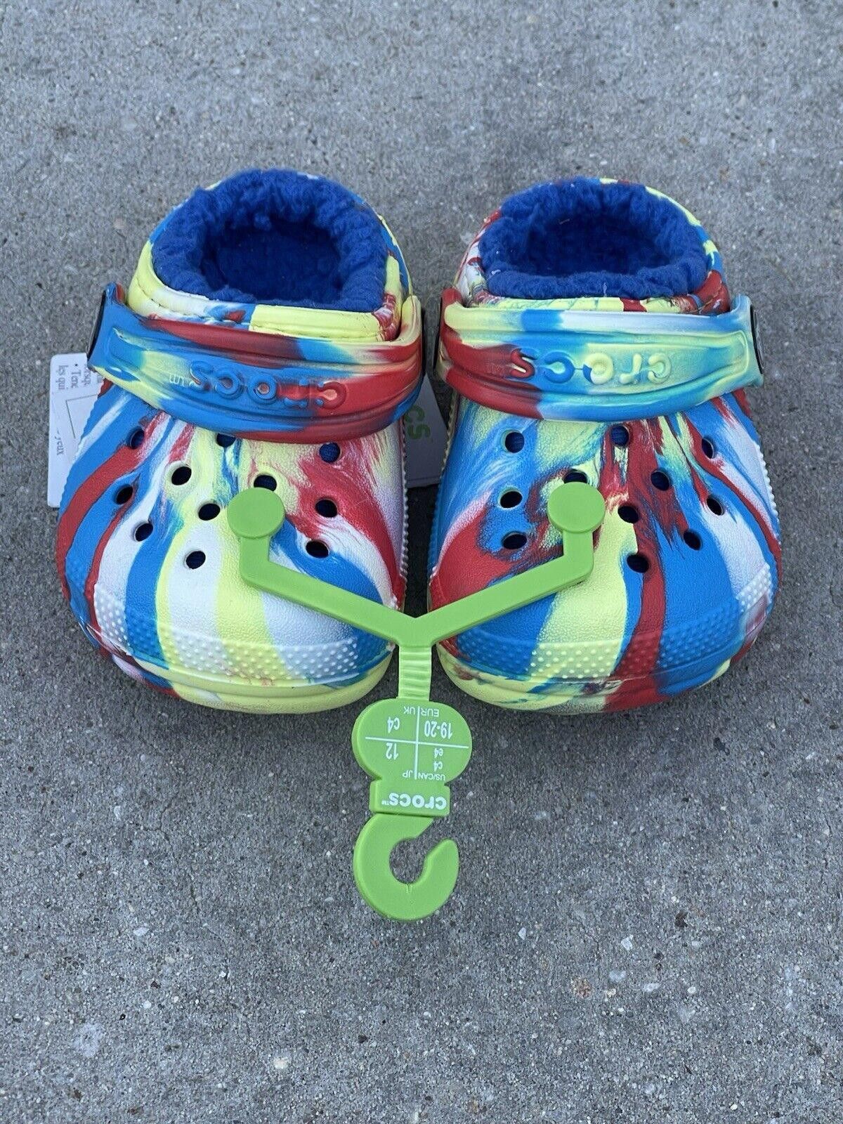 Crocs Crocs Classic Lined Clog-Marbled Tie-Dye Youth Size C4 Size US 5 / EU 37 - 1 Thumbnail