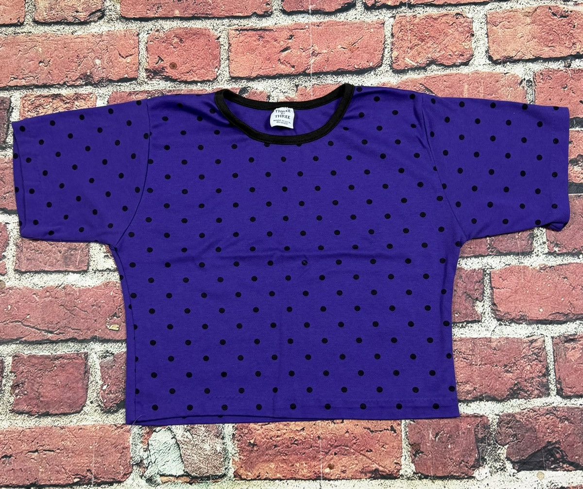 Other Vintage Polka Dot Purple Blank Single Stitch Crop Baby Tee Size L / US 10 / IT 46 - 1 Thumbnail
