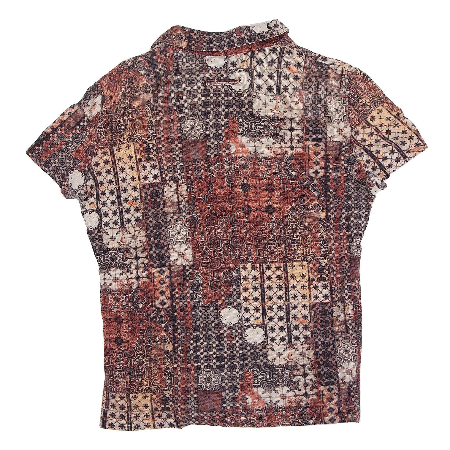 Jean Paul Gaultier Cotton Patterned Snap Button Polo Shirt in Brown Size US M / EU 48-50 / 2 - 8 Thumbnail