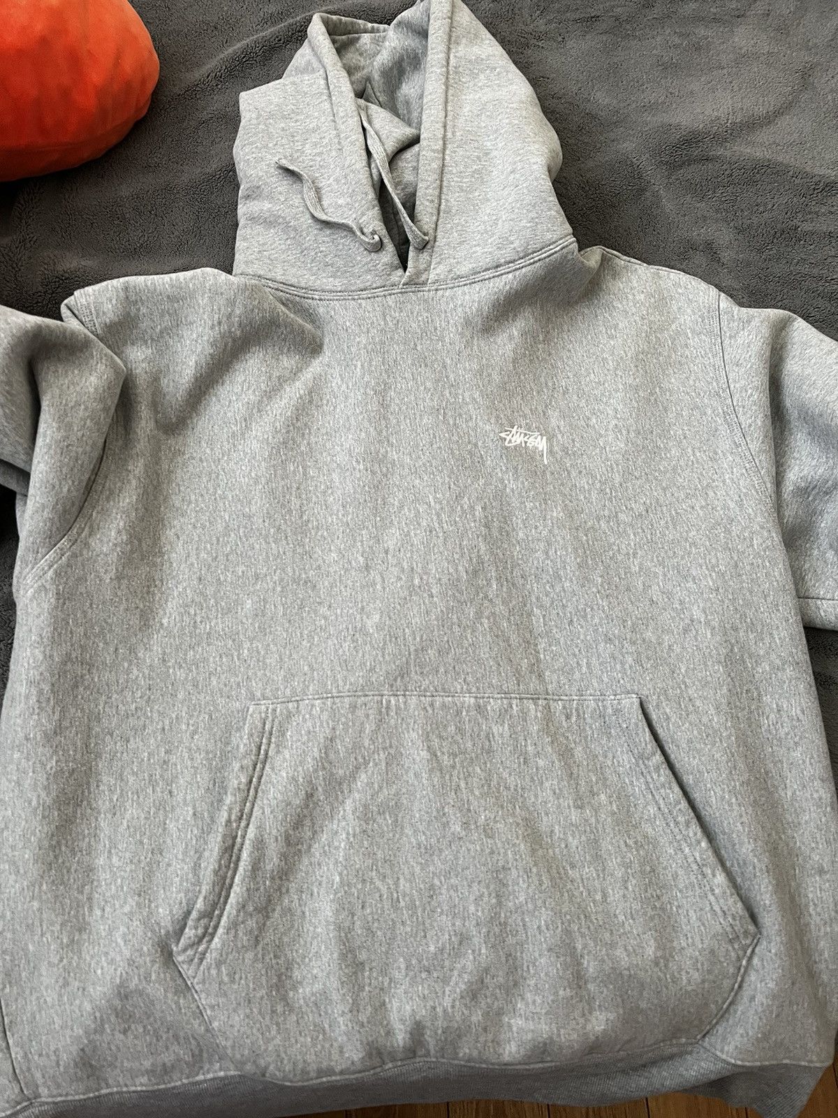 image of Stussy Stock Logo Hoodie in Grey, Men's (Size XL)