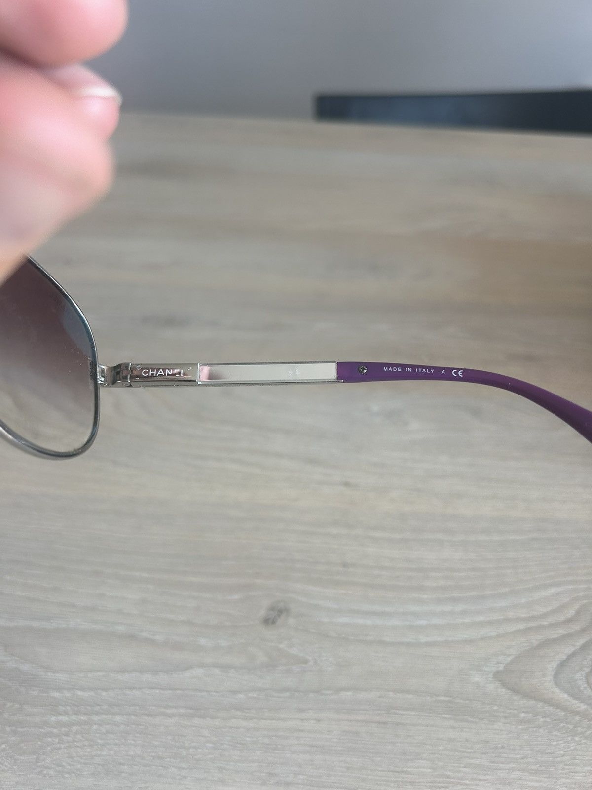 Chanel Silver/Purple Gradient 4179 Miroir Aviator Sunglasses Size ONE SIZE - 6 Thumbnail