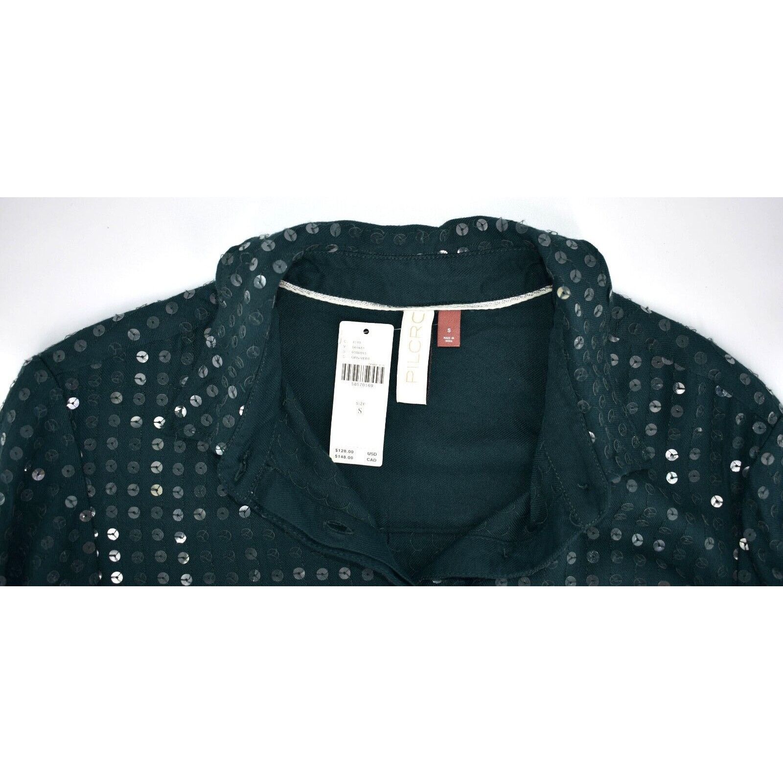 Anthropologie NWT ANTHROPOLOGIE PILCRO James Sequin Shirt Top Sz S $128 Size S / US 4 / IT 40 - 5 Thumbnail