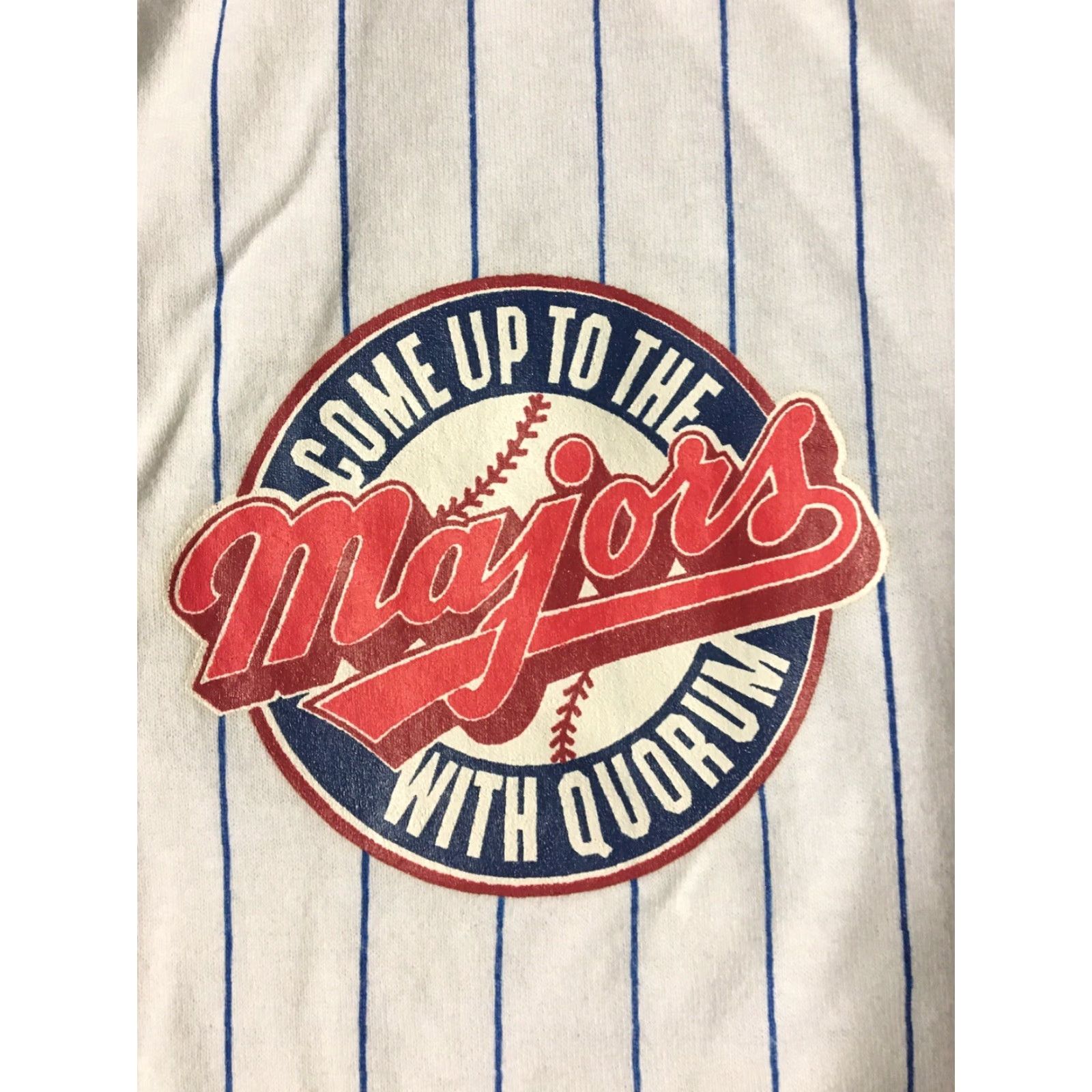 Vintage VINTAGE 90s Come To The Majors With Quorum Faded Striped Baseball Shirt MLB Grunge Shirt Men L Blue Size US L / EU 52-54 / 3 - 3 Thumbnail