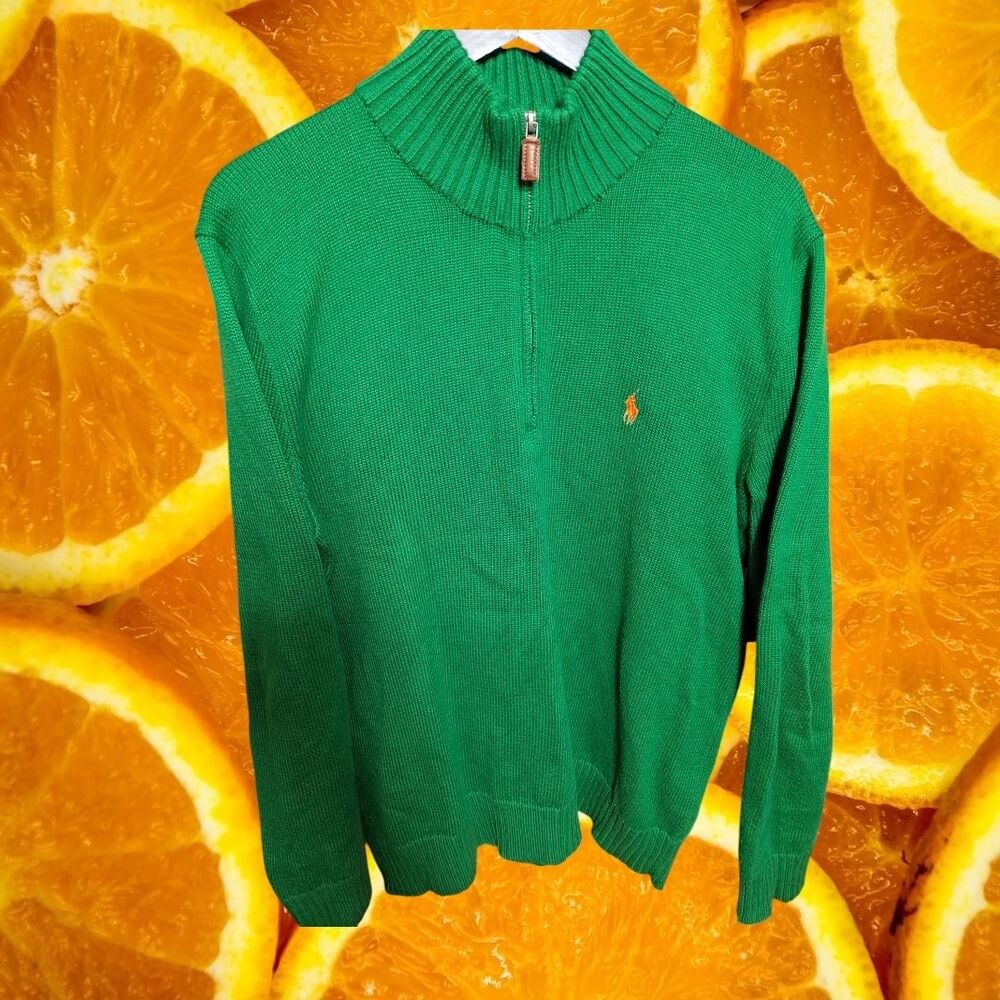 Polo Ralph Lauren Polo Ralph Lauren 1/4 Zip Pullover Sweater Green Pony Logo C Size US L / EU 52-54 / 3 - 3 Thumbnail