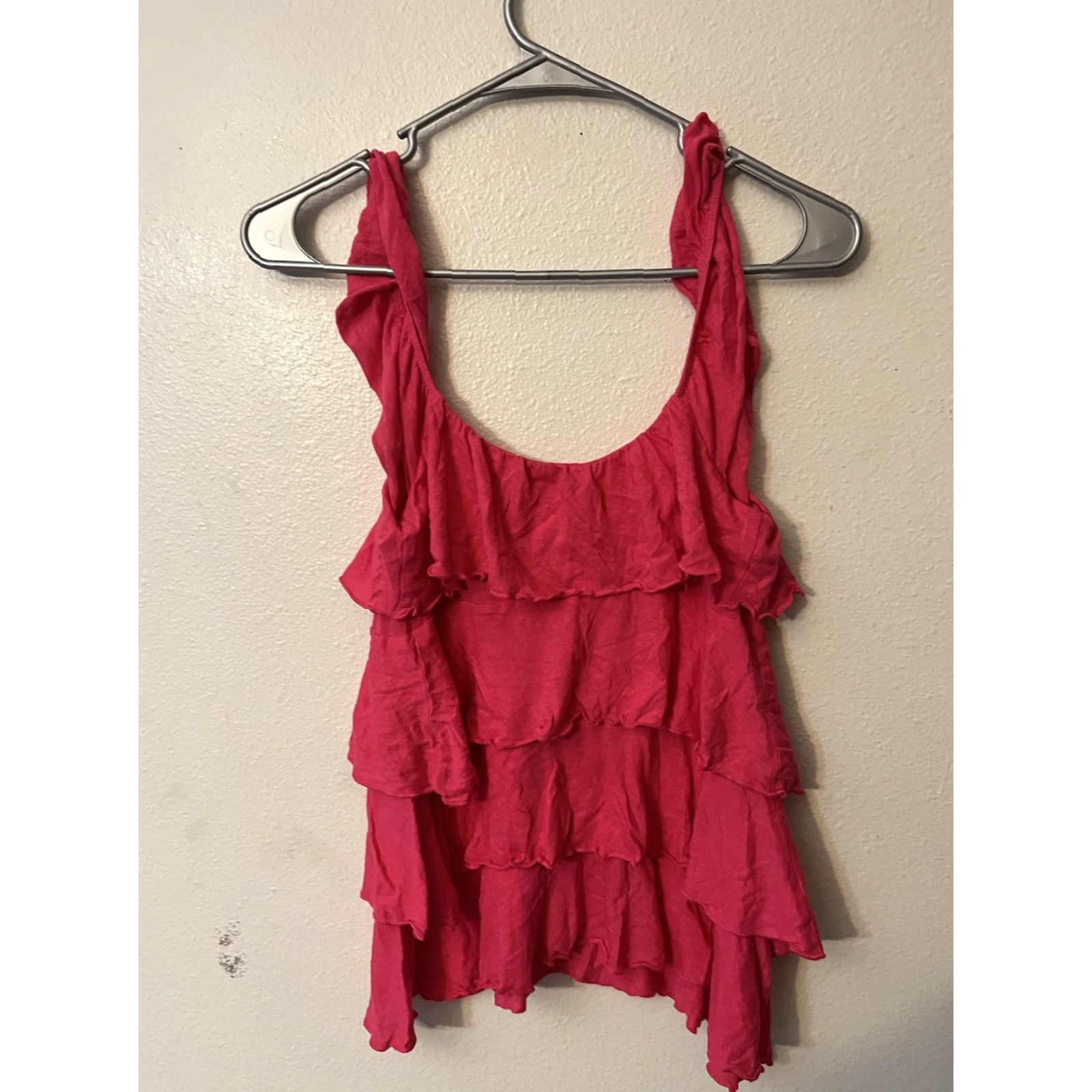 Express Express Women's XS Cami Pink Ruffle Layered Pullover Summer Casual Cotton Blend Tank XS Pink Women's Express Shirt? Size XS / US 0-2 / IT 36-38 - 2 Thumbnail