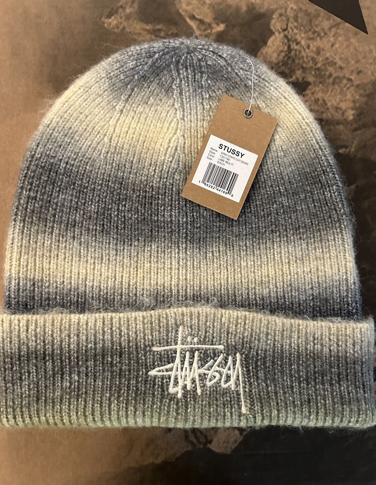 Stussy Stussy Spray Stripe Cuff Beanie - Lime Multi | Grailed