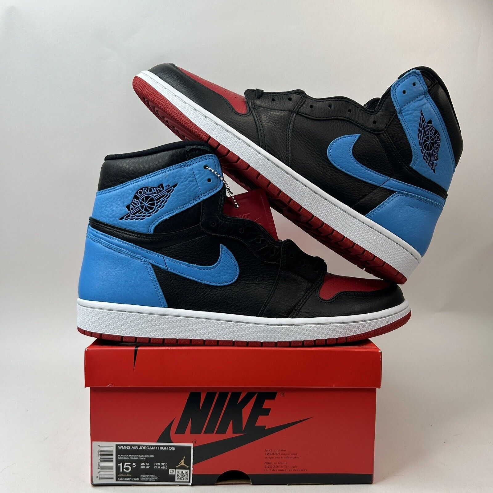 Jordan Brand Nike Air Jordan 1 Retro High OG WMNS “UNC To Chicago” 2023 Size US 14 / EU 47 - 1 Thumbnail