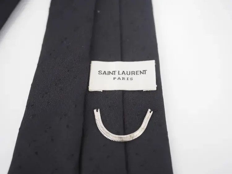 Saint Laurent Paris Saint Laurent Paris Skinny Woven Silk Tie-2505 Size ONE SIZE - 5 Thumbnail