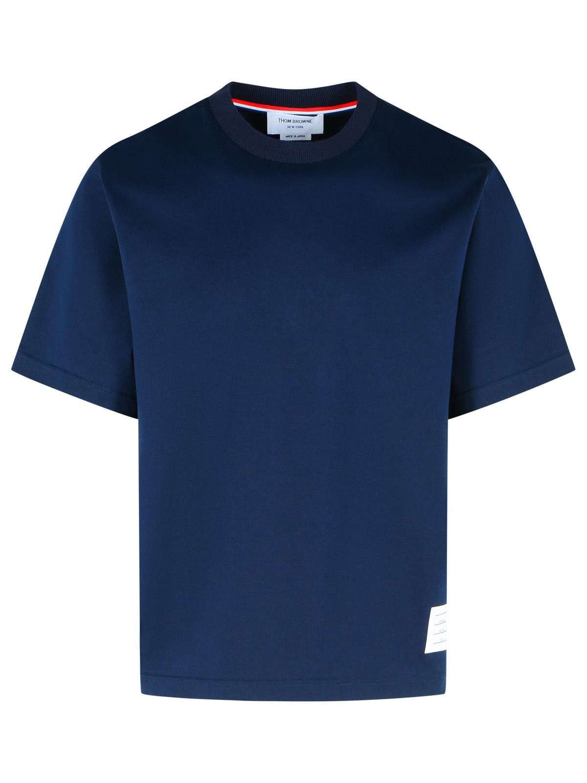 THOM BROWNE Navy Cotton T-Shirt