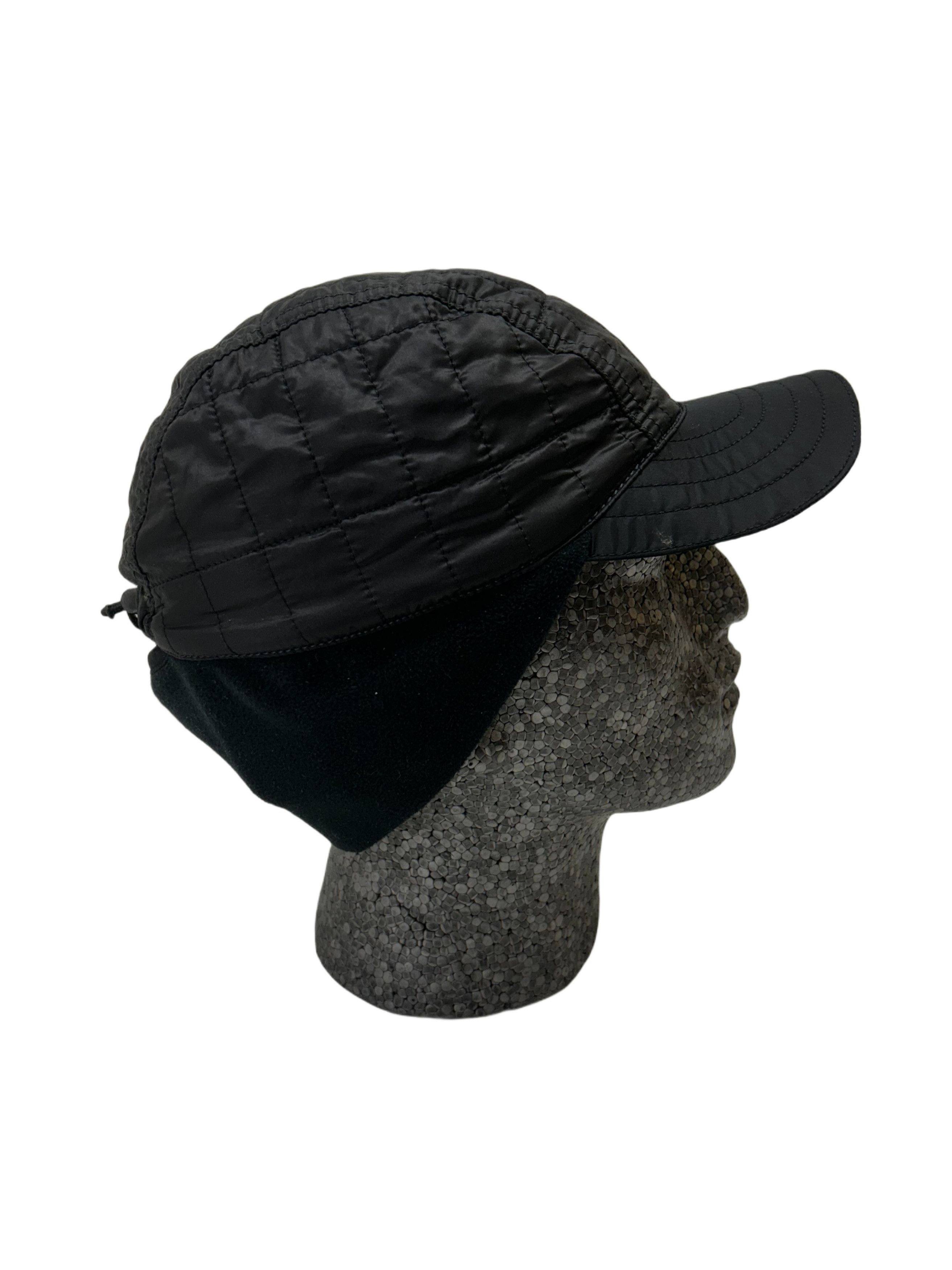 Prada Prada Linea Rossa Black Quilted Nylon WinterCapWith EarWarms Size 34 - 2 Thumbnail