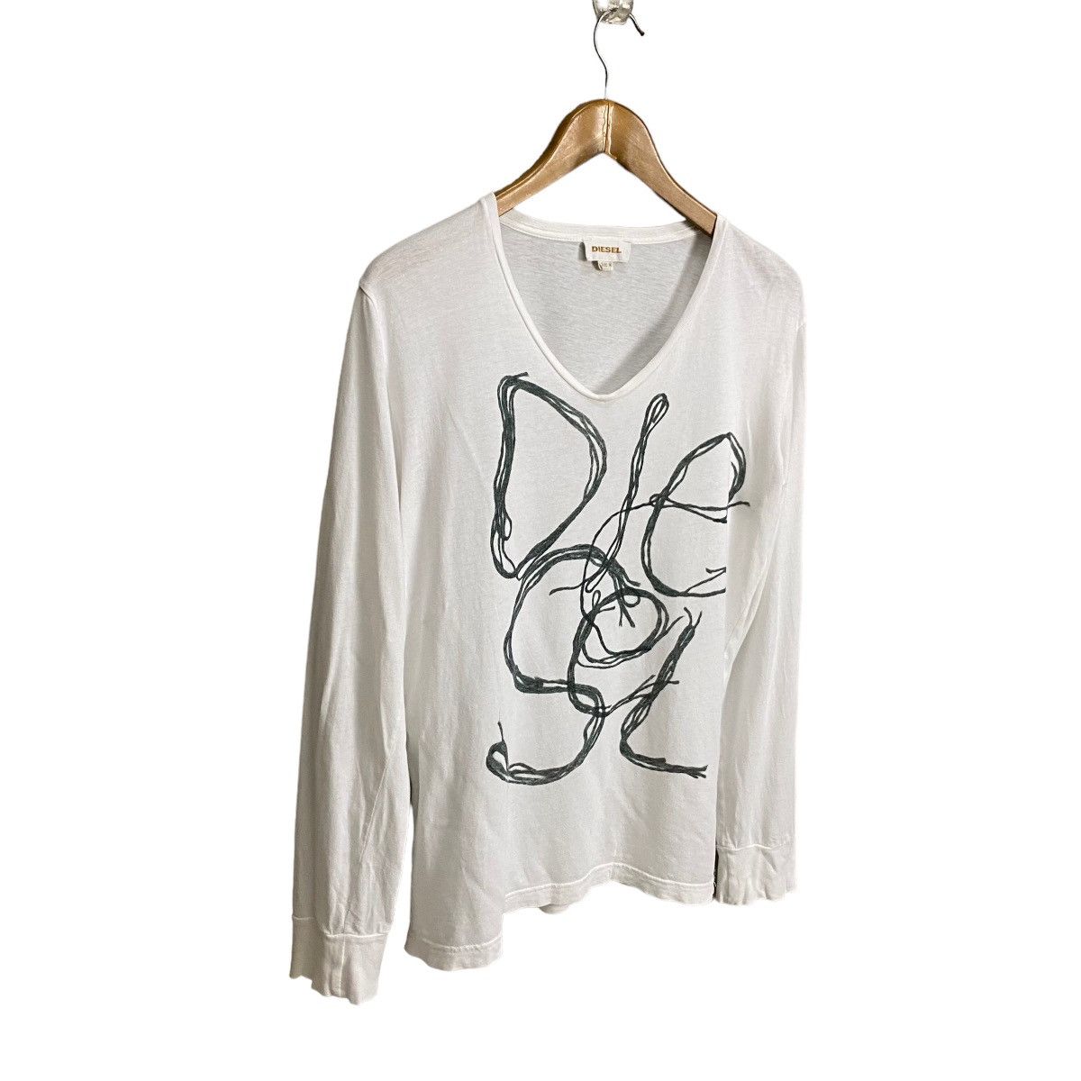 Diesel Diesel Spellout vneck longsleeve tee Size US M / EU 48-50 / 2 - 2 Thumbnail