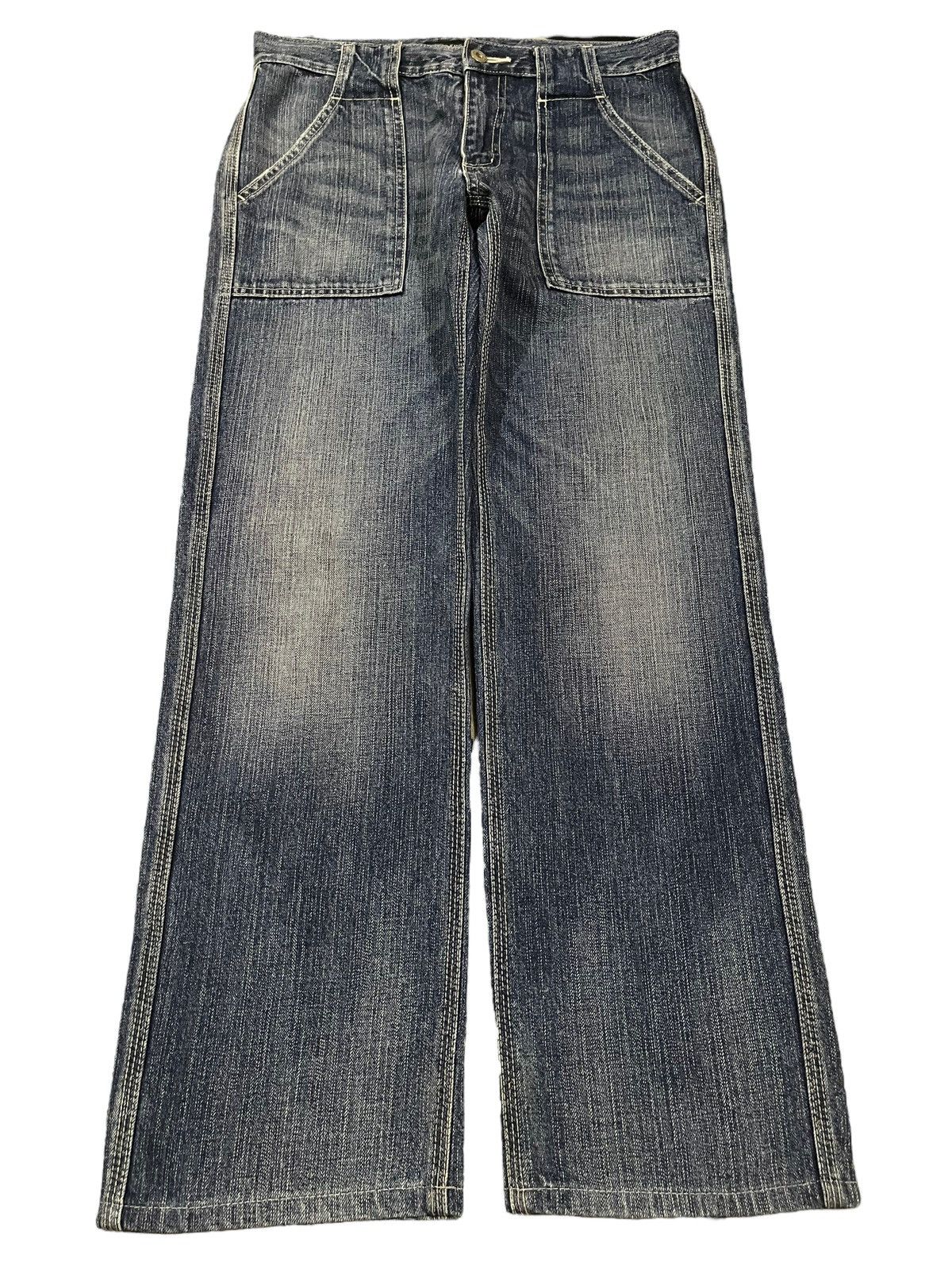 Vintage Japanese Uniqlo Blue Wash Style Loose Jeans