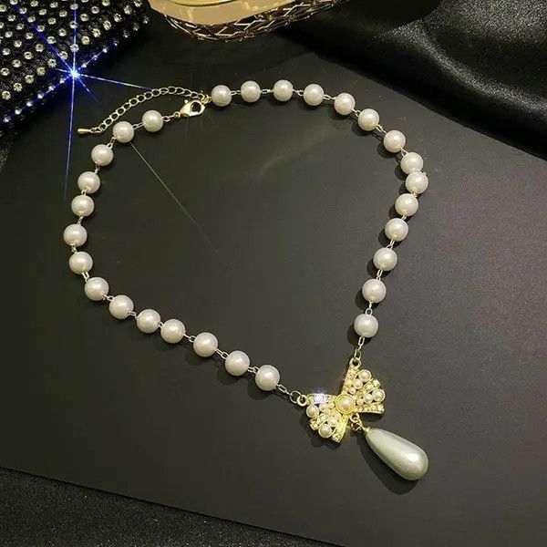 Other Elegant White Pearl Pendant Choker Necklace for Women Size ONE SIZE - 1 Thumbnail