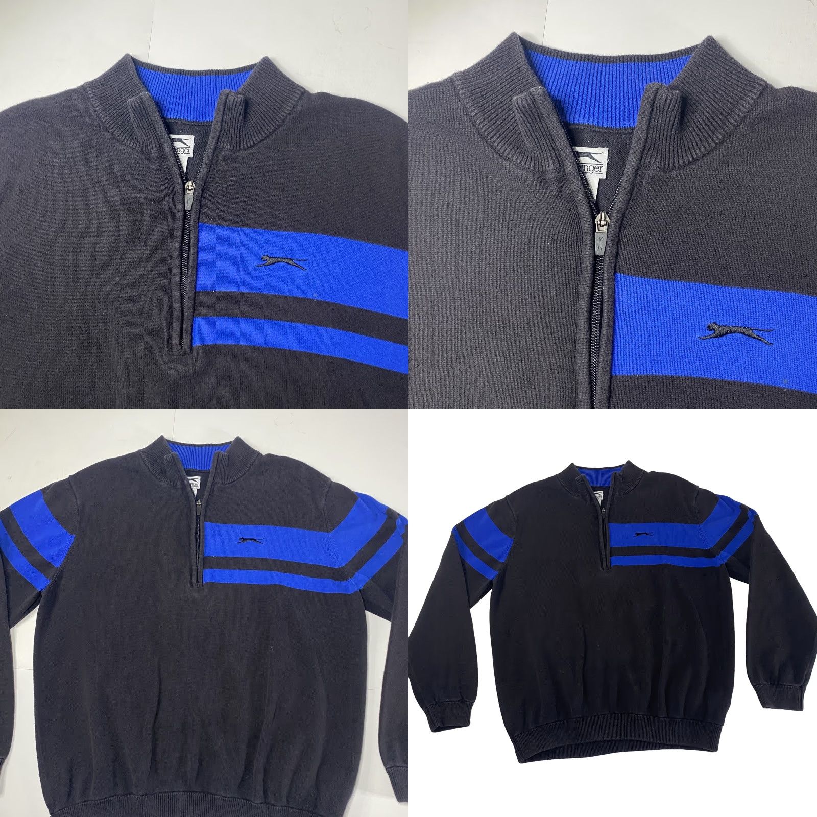 Vintage VINTAGE Slazenger Golf Sweater Mens Large 100% Cotton Long Sleeve Quarter Zip Black Size US M / EU 48-50 / 2 - 9 Thumbnail