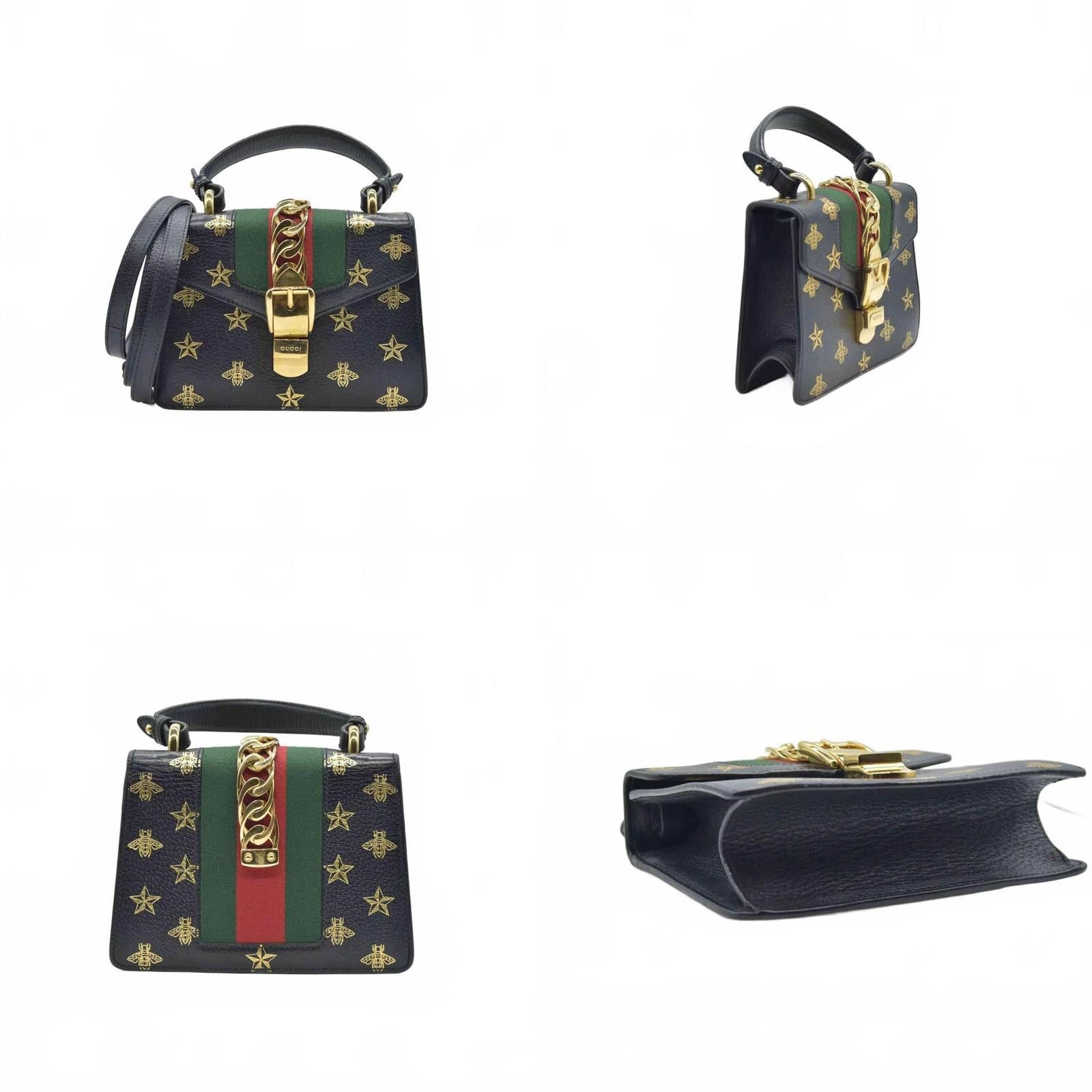 Gucci $2590 Gucci Calfskin Small Sylvie Shoulder Bag Black Size ONE SIZE - 2 Thumbnail