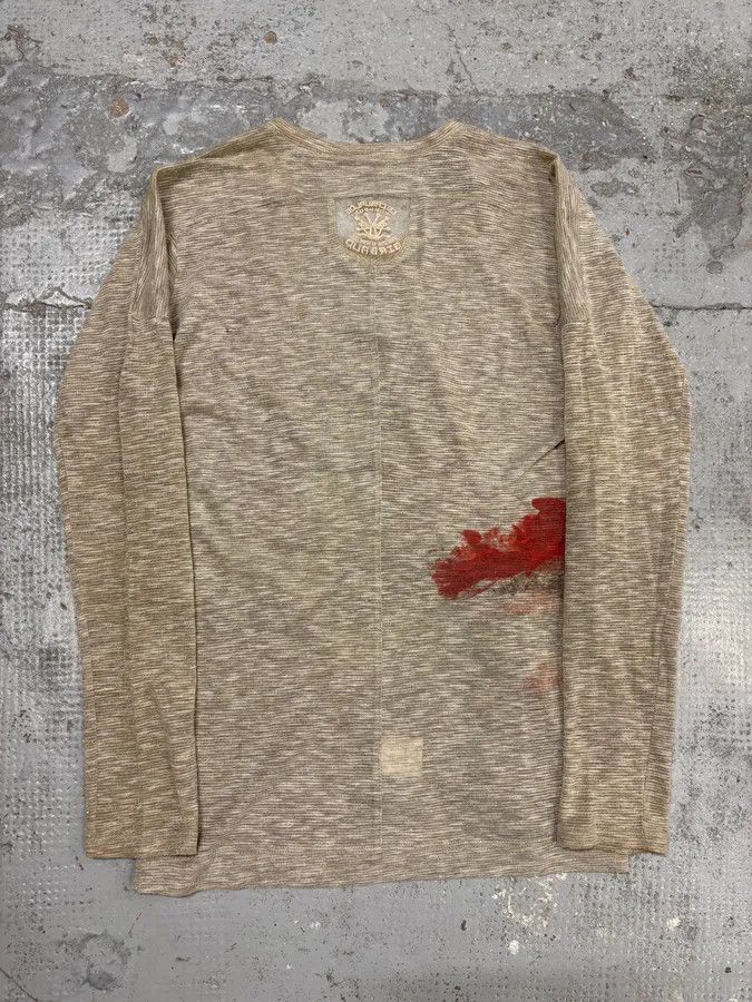 Marithe + Francois Girbaud 1990s Marithé + François Girbaud Beige V-Neck Longsleeve T-Shirt Size M / US 6-8 / IT 42-44 - 6 Thumbnail