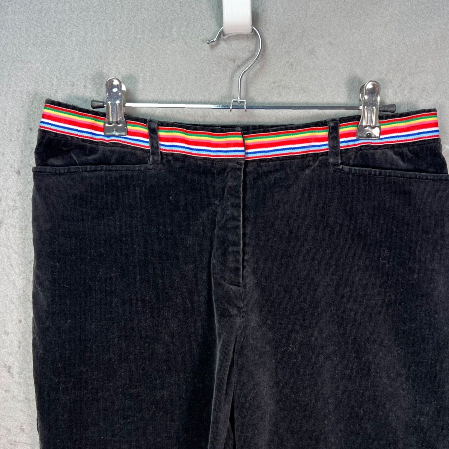 Lilly Pulitzer Lilly Pulitzer Womens Pants Black Corduroy w/ Rainbow Waistband Size 6 Dress/Flat Front Straight Inseam 26in Size 28" / US 6 / IT 42 - 4 Thumbnail