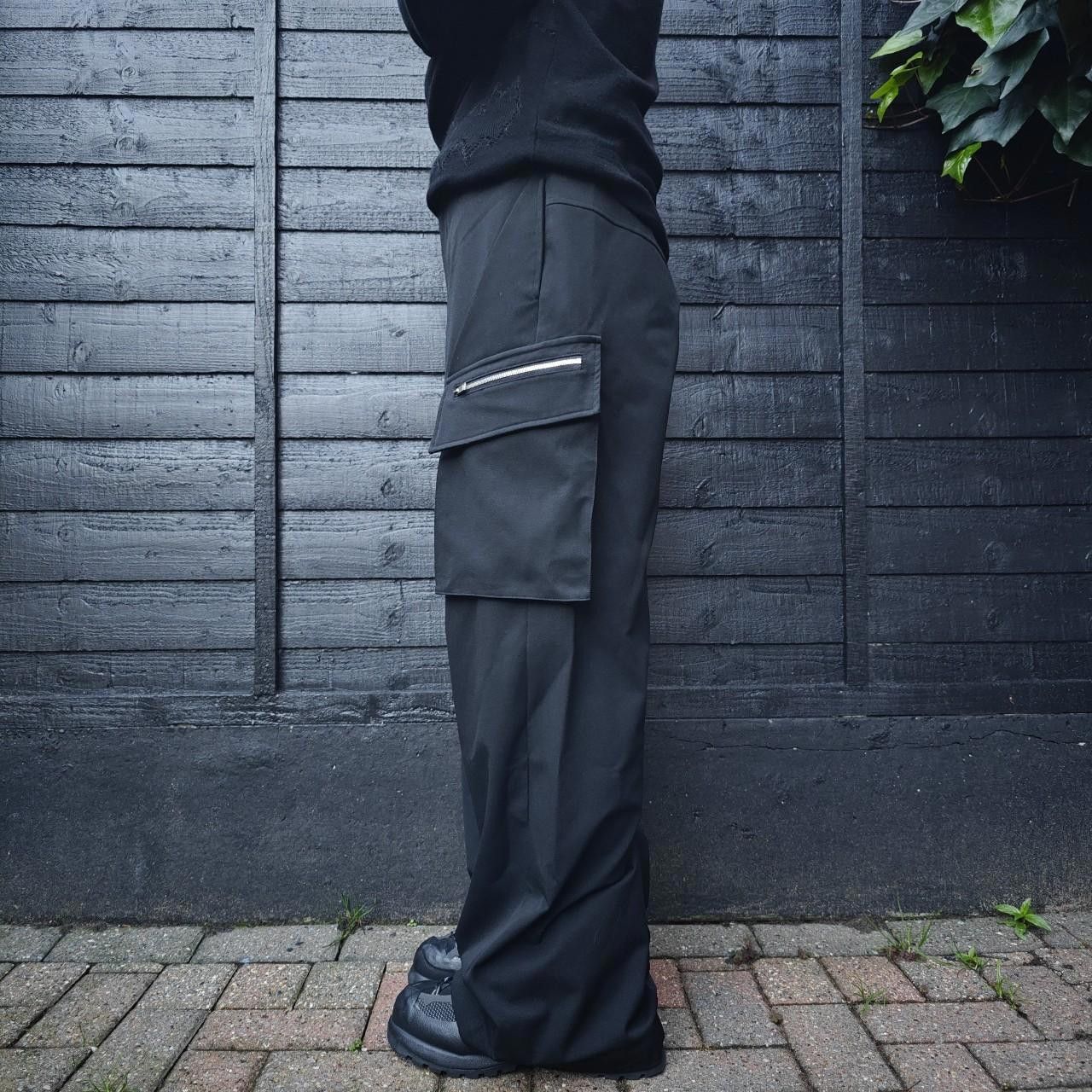 Other Japanese Black Wide Leg Cargo Zip Trousers Size US 32 / EU 48 - 3 Thumbnail