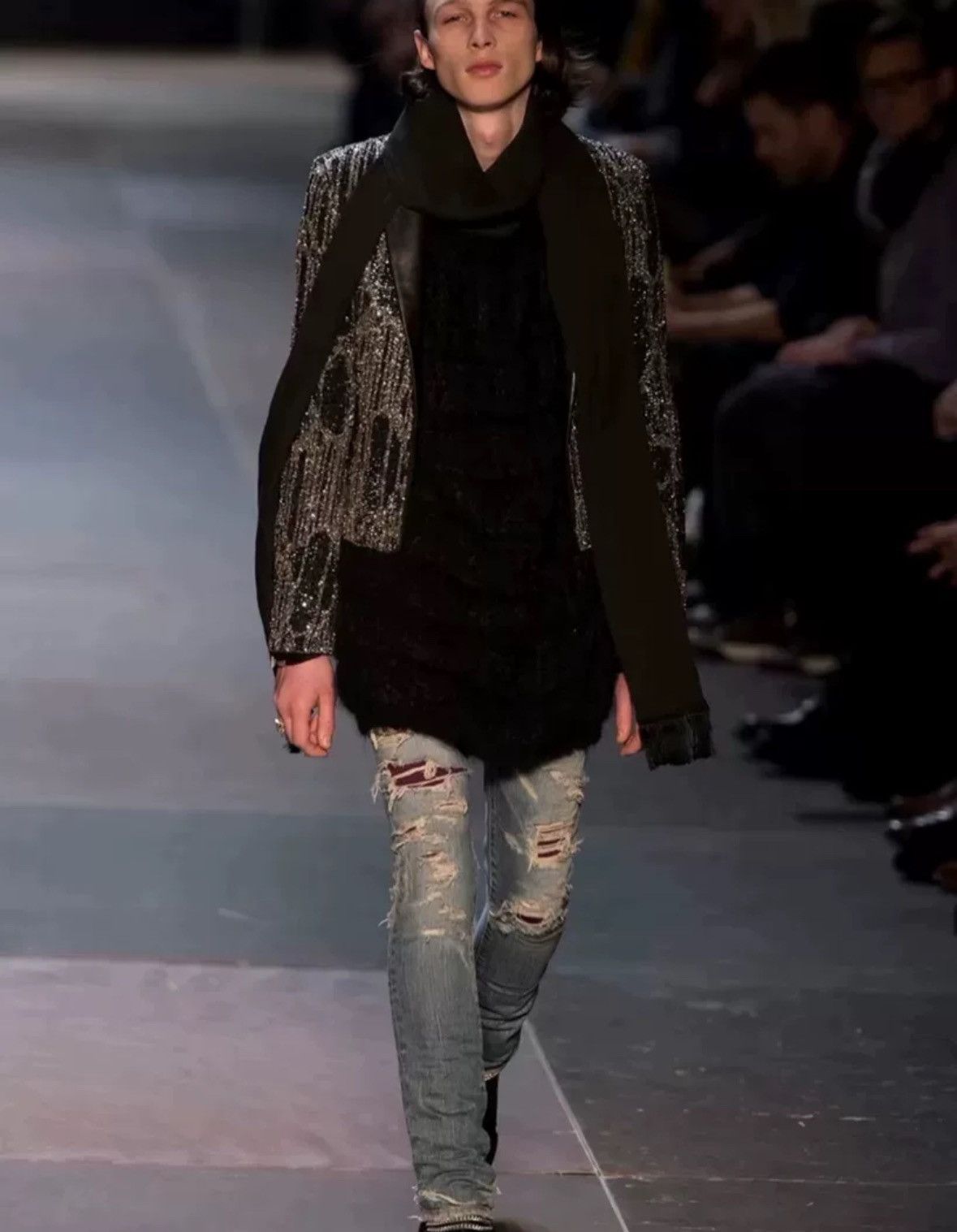 Saint Laurent Paris × Yves Saint Laurent Saint Laurent slp13fwD02 Year Old Corroded and Damaged Jeans Size US 31 - 7 Thumbnail