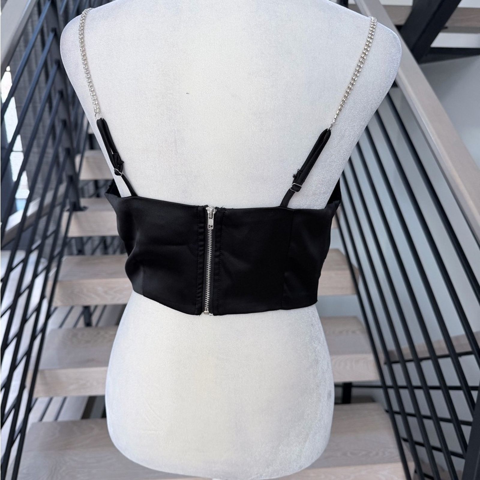 Other New Satin Black Top with Rhinestone size S Size S / US 4 / IT 40 - 4 Thumbnail
