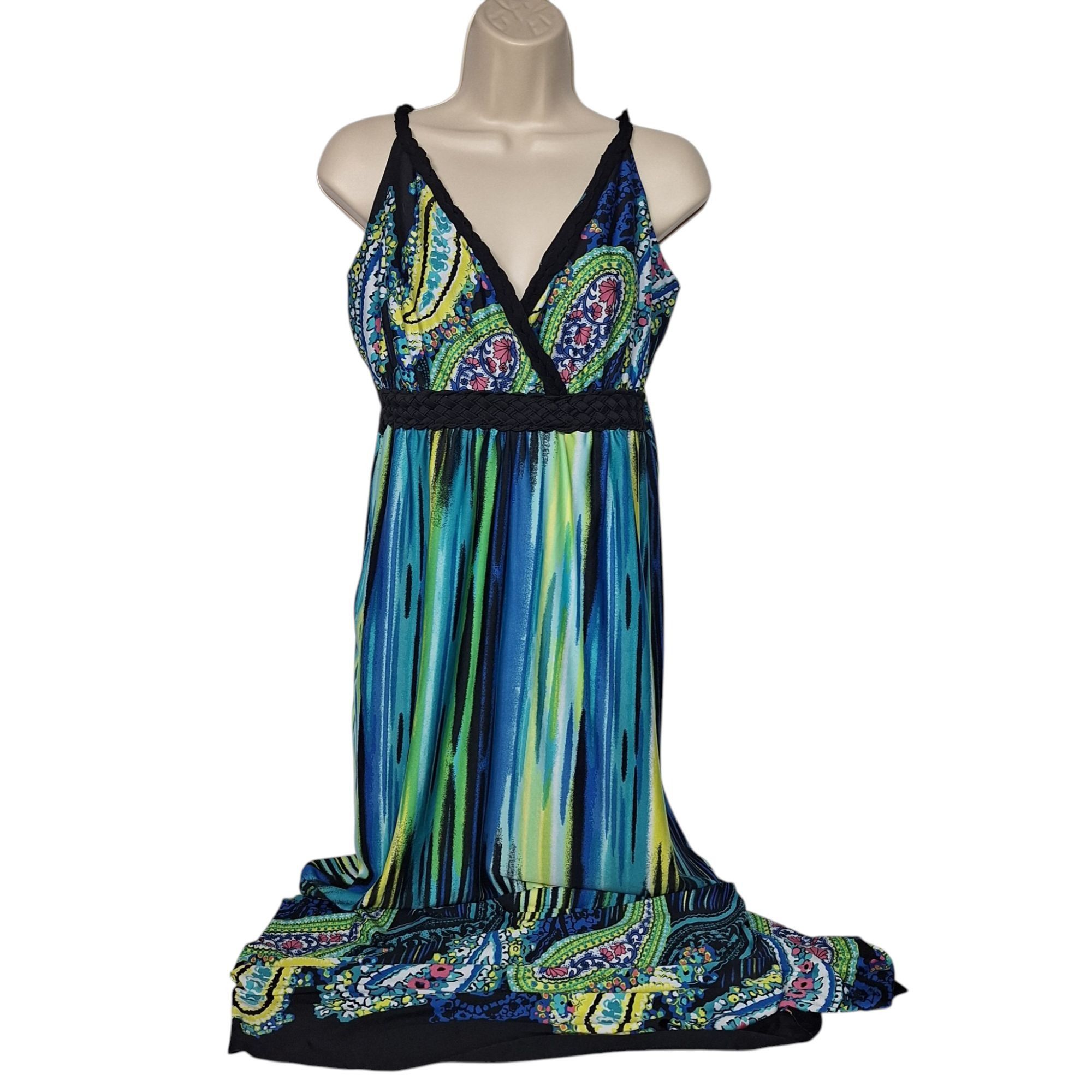 Other Hypnotik Paisley Boho Maxi Dress V-Neck Empire Waist Festiva Size XL / US 12-14 / IT 48-50 - 2 Thumbnail