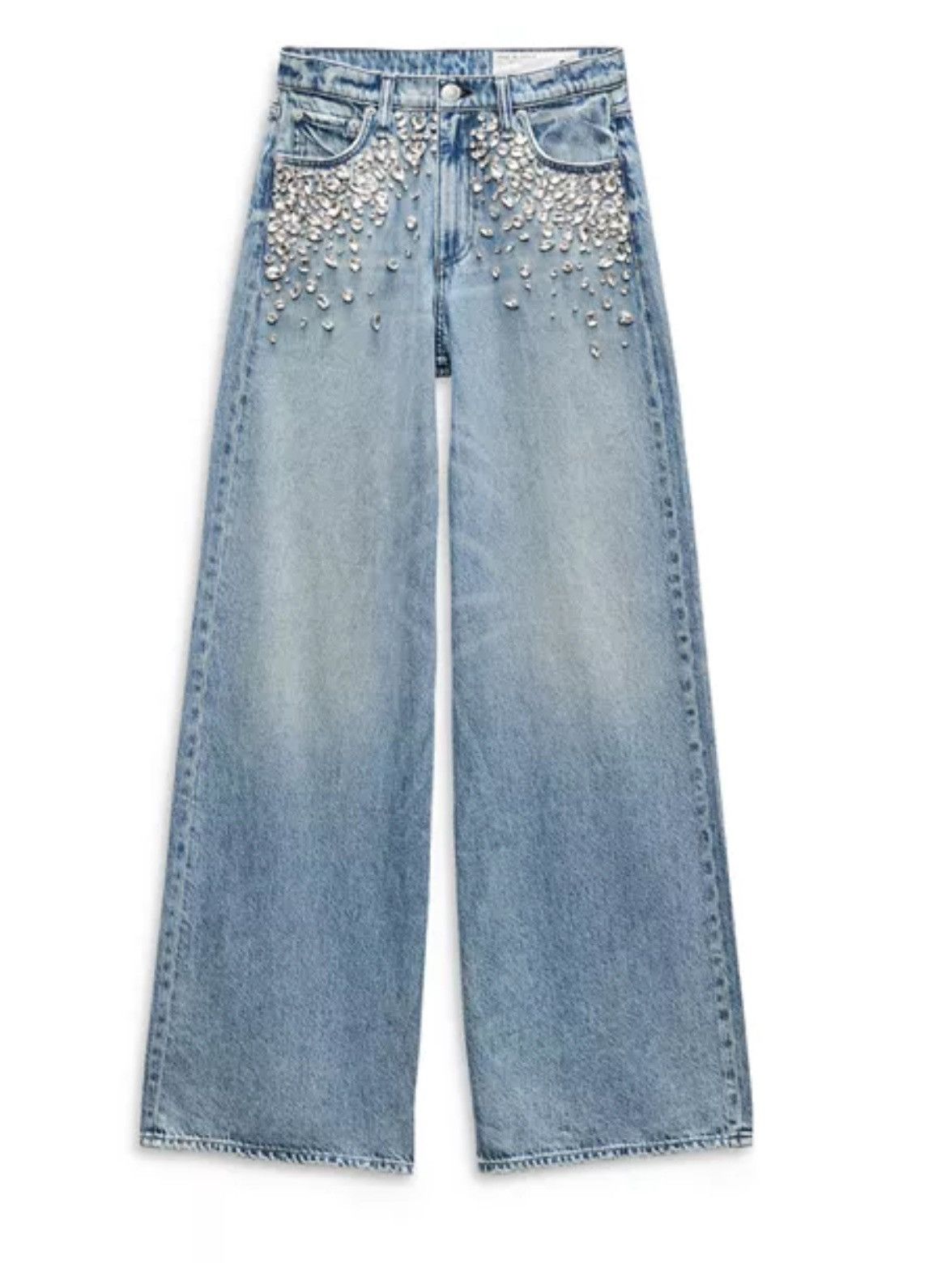Rag & Bone rag & bone Sofie Embellished High Rise Wide Leg Jeans Size 27" / US 4 / IT 40 - 5 Thumbnail