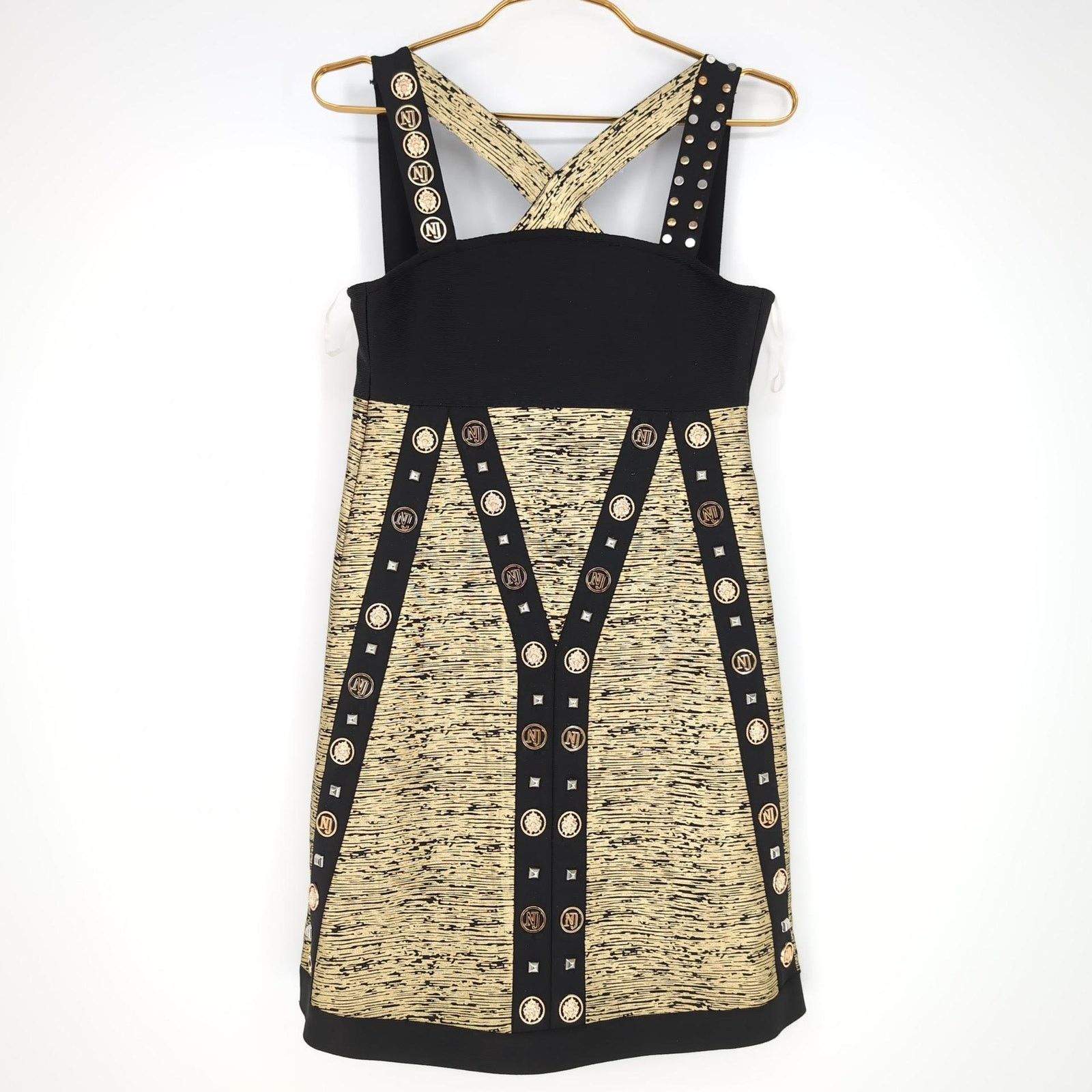 Other Barok Paris NJ Couture Black Gold NWT A Line Mini Dress Sz S Size S / US 4 / IT 40 - 11 Thumbnail