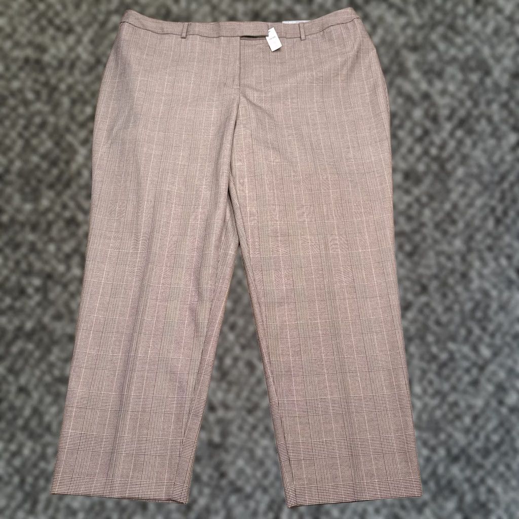 Talbots Talbots Pants Womens 24W Tan Plaid High Waist Straight Leg New Size 42" / US 20 - 1 Thumbnail