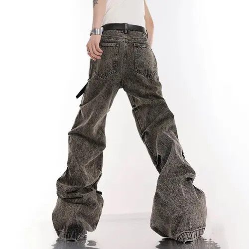 Designer Black washed Distressed jeans Opium style Size US 32 / EU 48 - 3 Thumbnail