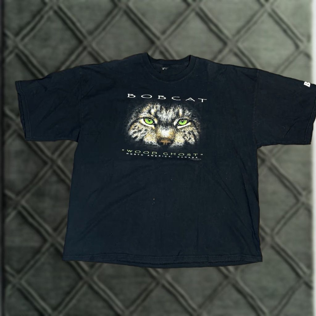 Vintage VINTAGE Bobcat Canada Animal Nature Big Cat Rescue T-Shirt 2XL Men Black 90s Cats Baskin Tshirt Size US XXL / EU 58 / 5 - 1 Thumbnail
