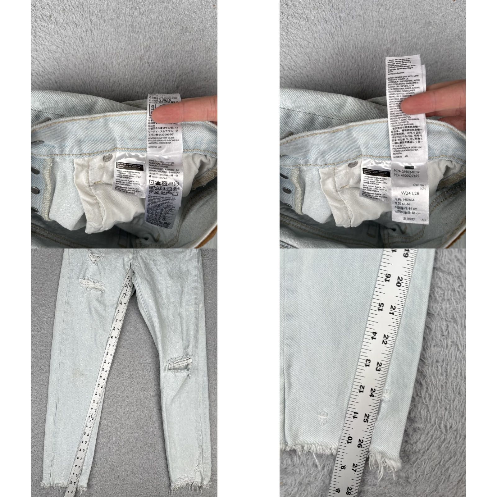 Levi's Levi's Jeans Womens 24x28 501 Skinny Distressed High Rise Button Fly Blue Vintage No N/A Size 42" / US 20 - 8 Thumbnail