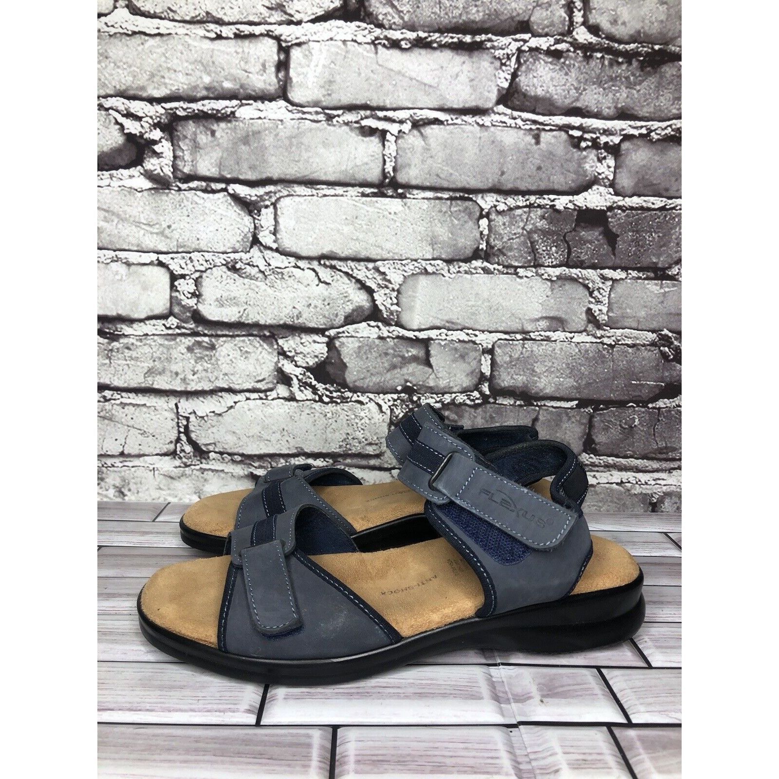 Other Flexus Spring Step Blue Leather Strap Casual Wedge Sandals W Size US 9.5 / IT 39.5 - 17 Thumbnail