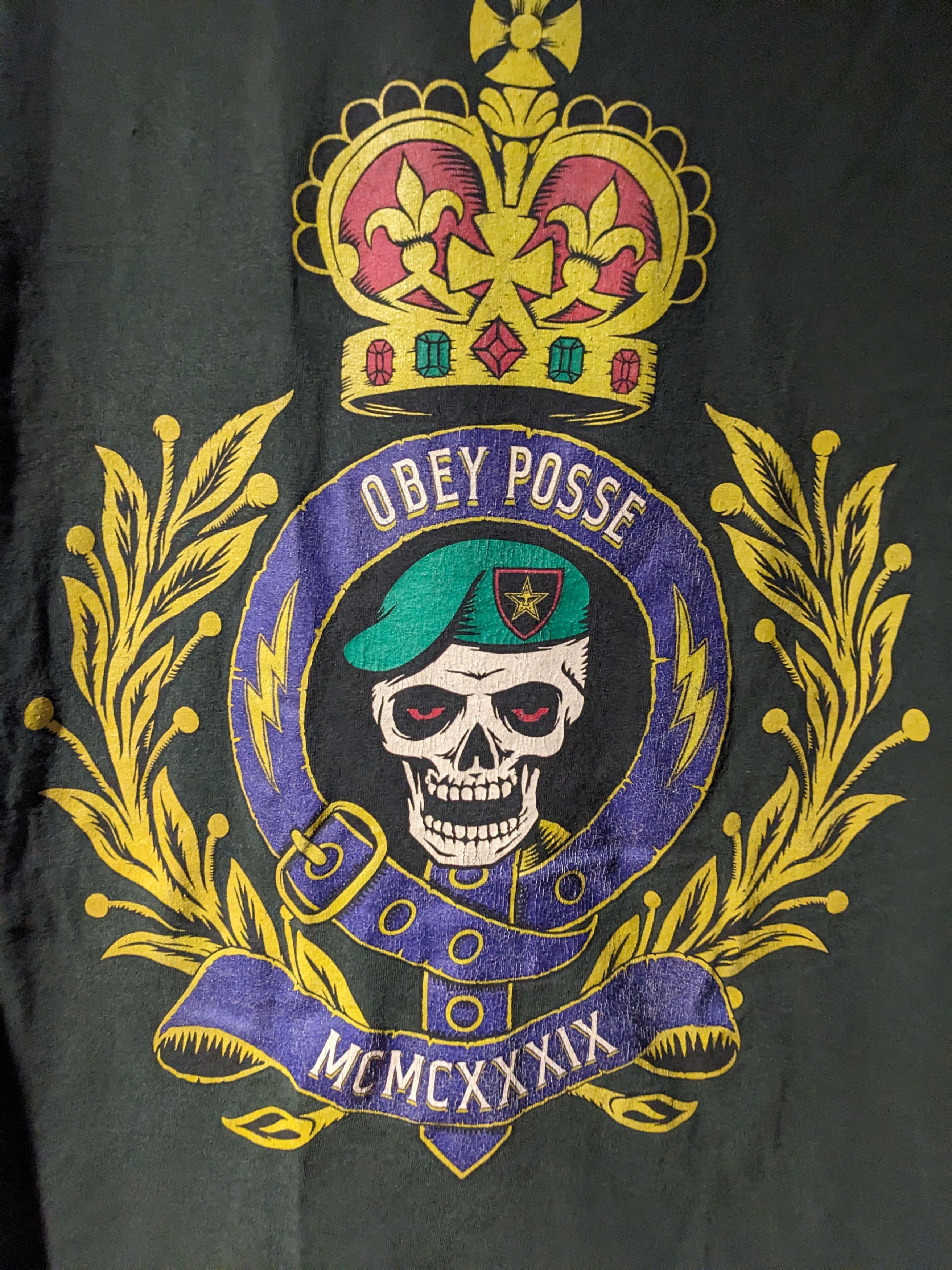 Obey × Vintage Vintage Y2K Obey Posse Skull Americana Green Large T-Shirt Size US L / EU 52-54 / 3 - 2 Thumbnail