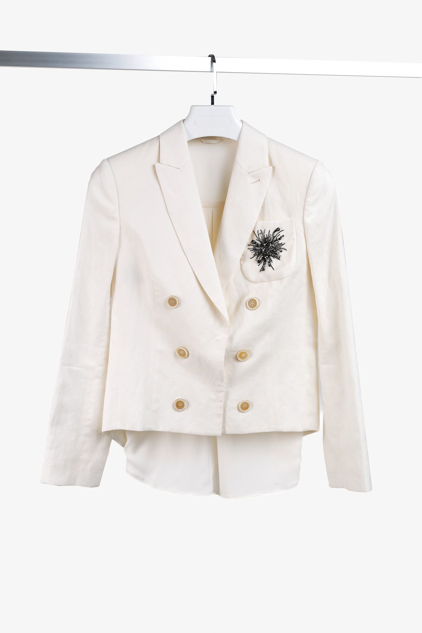 Brunello Cucinelli Brunello Cucinelli SS17 Linen Crystal Double-Breasted Blazer Size S / US 4 / IT 40 - 1 Thumbnail