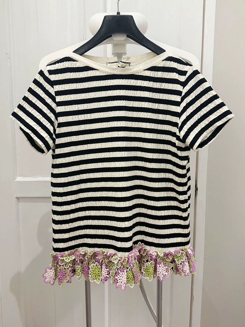Comme des Garcons Comme des Garcons Striped stitching crocheted short sleeve Size S / US 4 / IT 40 - 1 Thumbnail