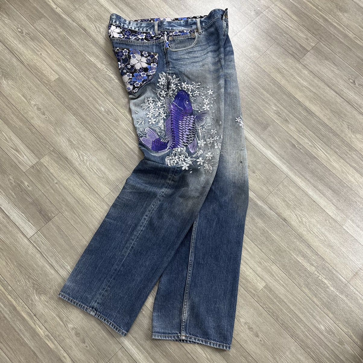 Karakuri Tamashii Y2K Karakuri Tamashii Koi Flowers Embroidered Ed kardy Jeans Size US 30 / EU 46 - 1 Thumbnail