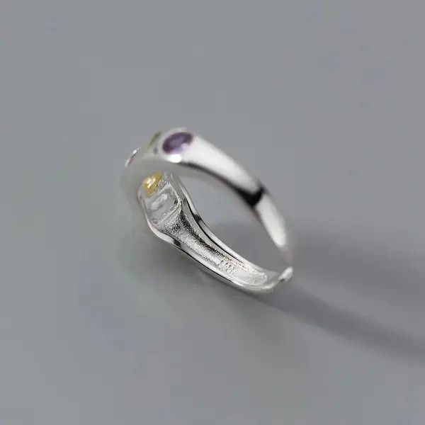 Japanese Brand Multicolor Stone Adjustable Ring Size ONE SIZE - 3 Thumbnail