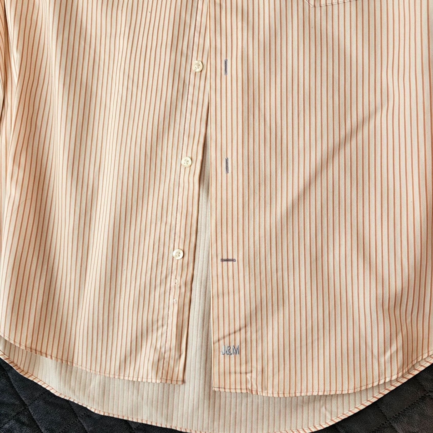 Johnston & Murphy Johnston & Murphy Shirt Long Sleeve White Pink Stripe Classic Collared Button-Up Easy Care XL Mens Regular Size XL Size US XL / EU 56 / 4 - 3 Thumbnail