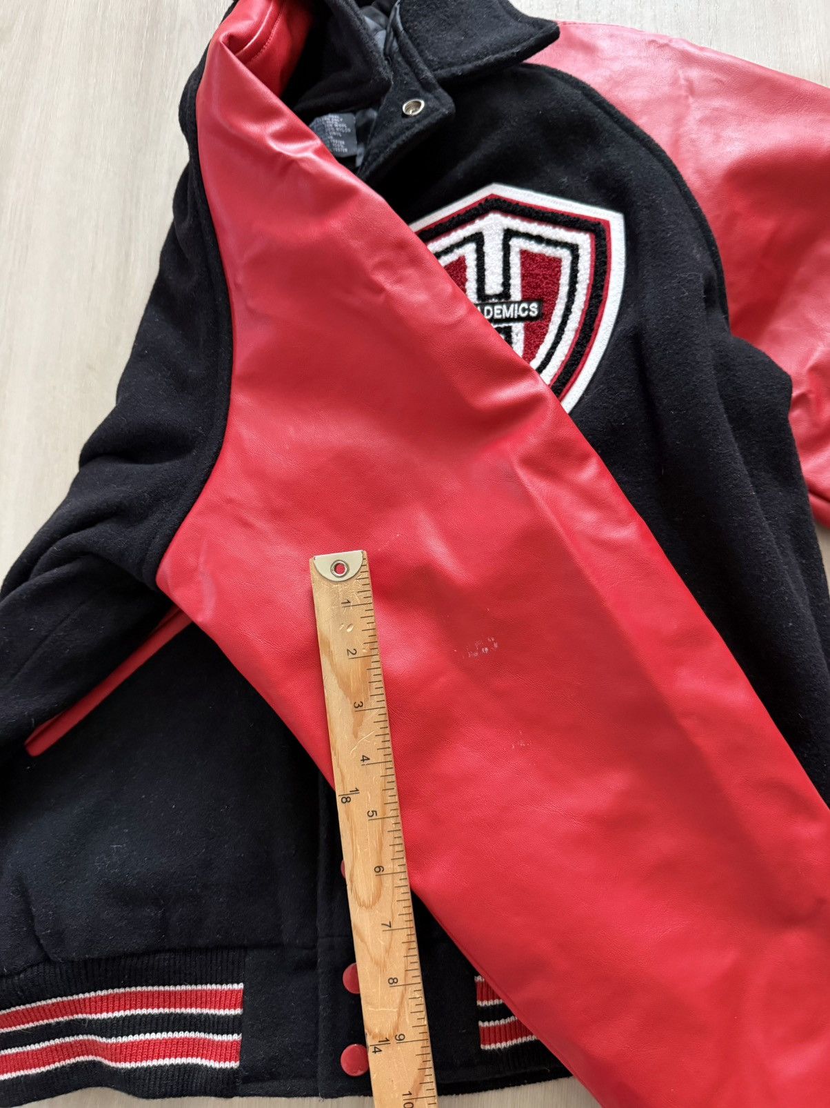 Vintage Vintage Y2K Varsity Letterman Bomber Black / Red Patch Sz M Size US M / EU 48-50 / 2 - 6 Thumbnail