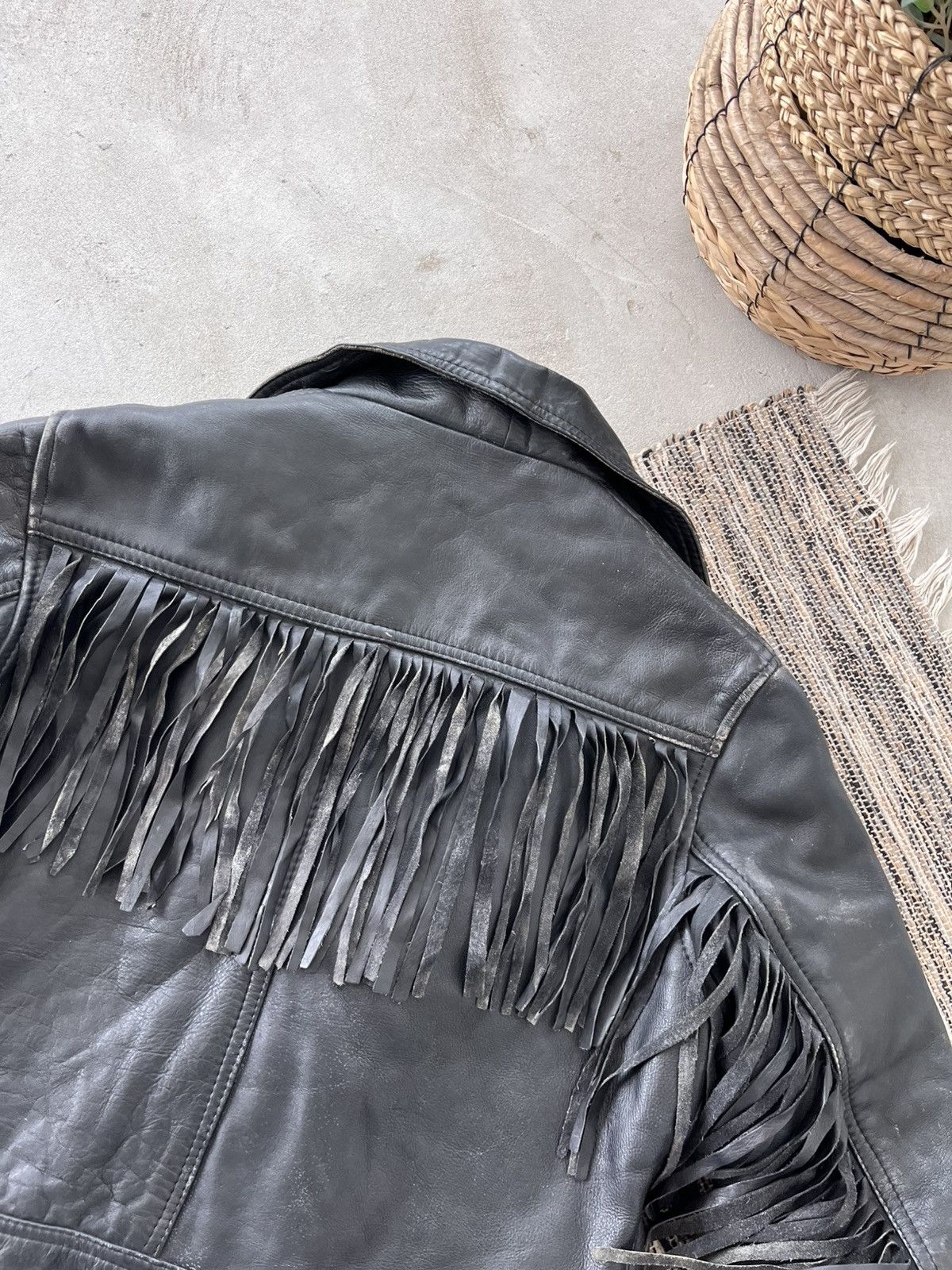 Genuine Leather Vintage Leather Biker Jacket Black Cowboy Western Style Y2K Size S / US 4 / IT 40 - 15 Thumbnail