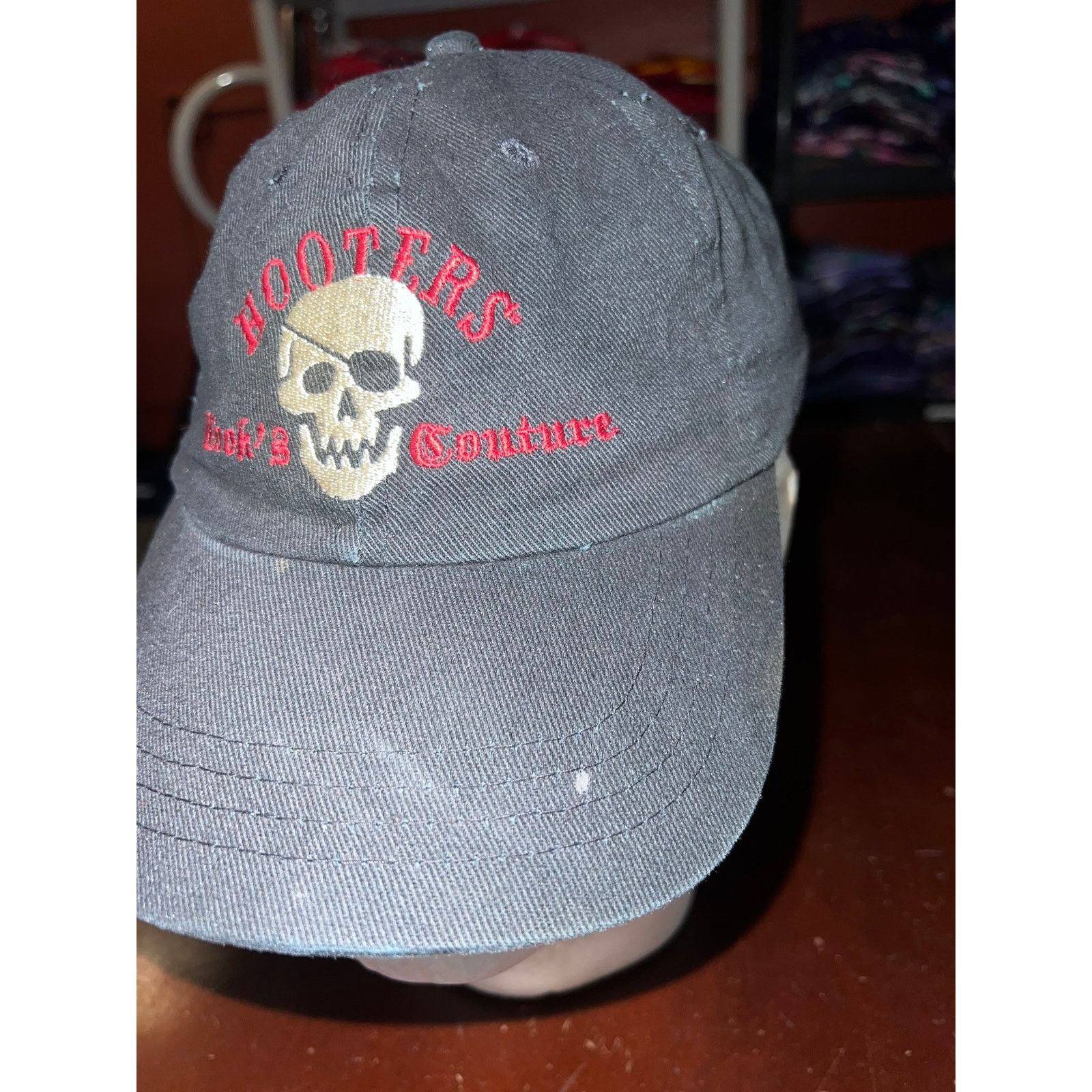 Vintage Vintage Hooters Hat Cooks Couture Black Skull Skeleton Cap Size ONE SIZE - 3 Thumbnail