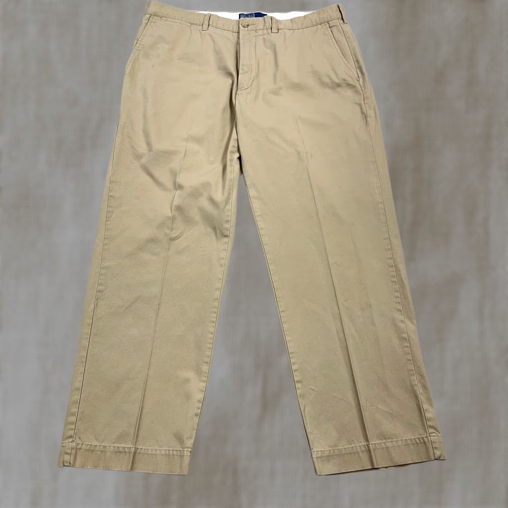 Polo Ralph Lauren Polo Ralph Lauren Pants Men 36x30 Chino Flat Front Straight 5-Pocket Beige Twill Vintage No Size US M / EU 48-50 / 2 - 1 Thumbnail