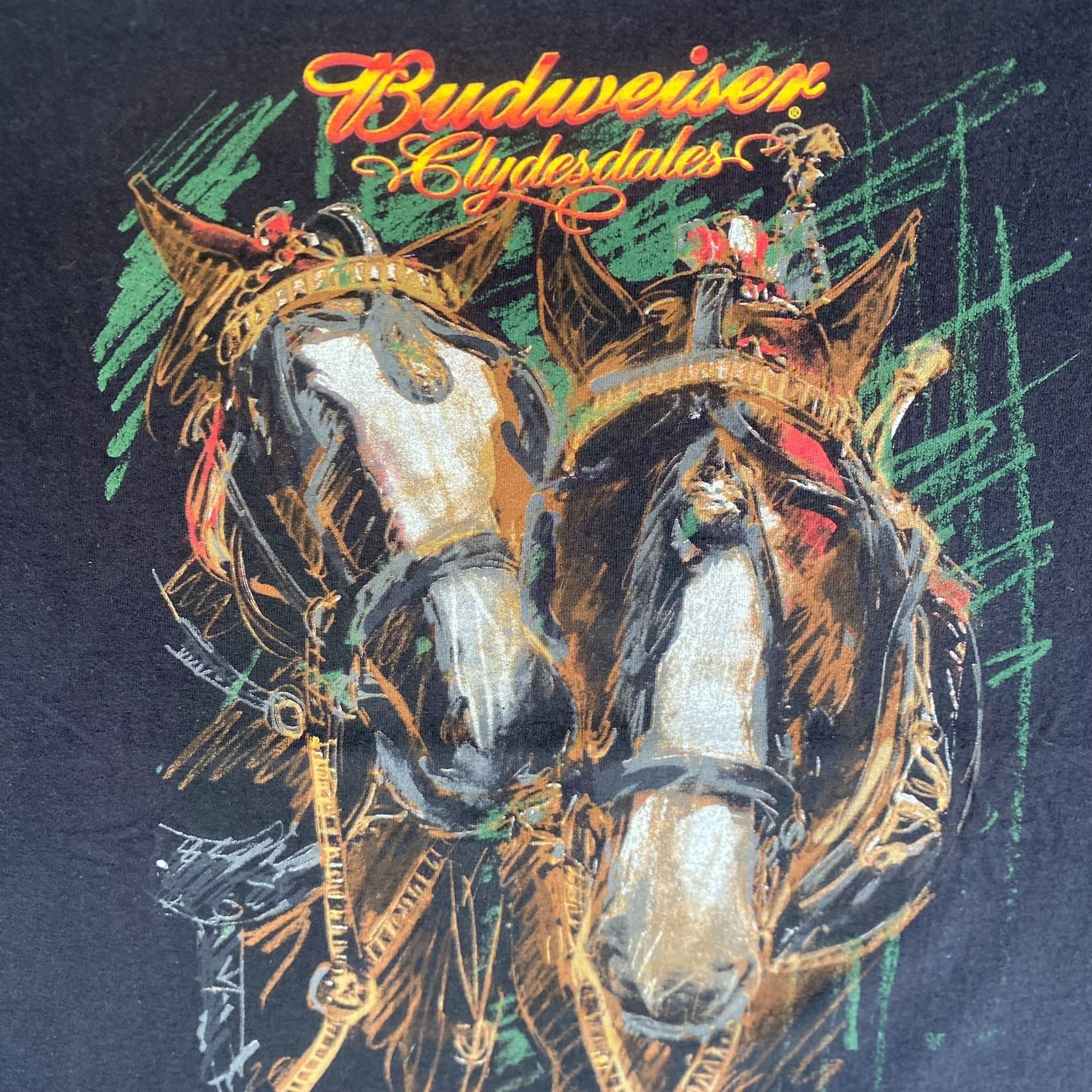 Budweiser Vintage 90s Budweiser Clydesdales Shirt Beer Logo Art Tee Size US XL / EU 56 / 4 - 3 Thumbnail
