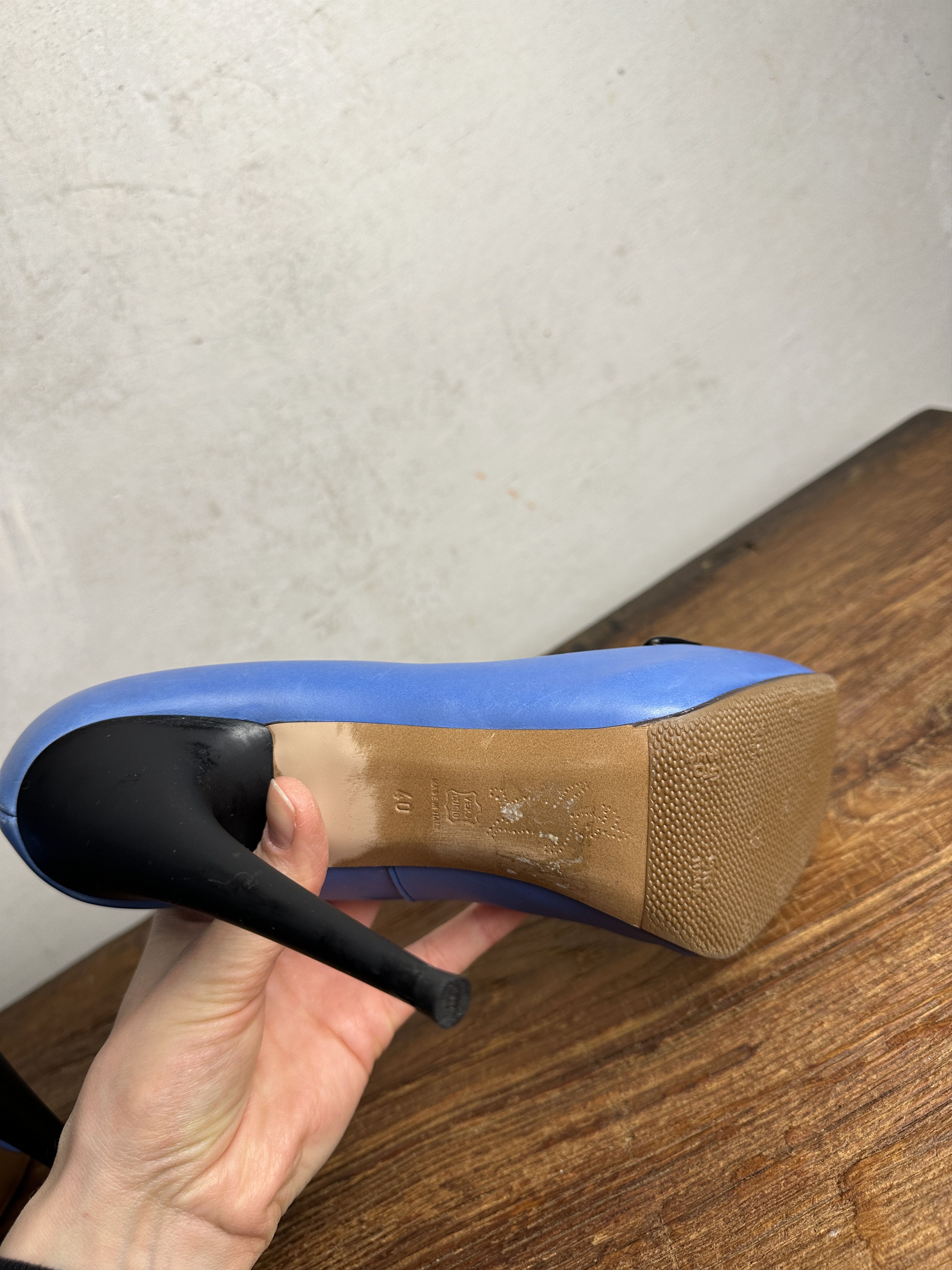 Marni Marni Blue Leather Platform Loafer Pumps Size US 10 / IT 40 - 12 Thumbnail