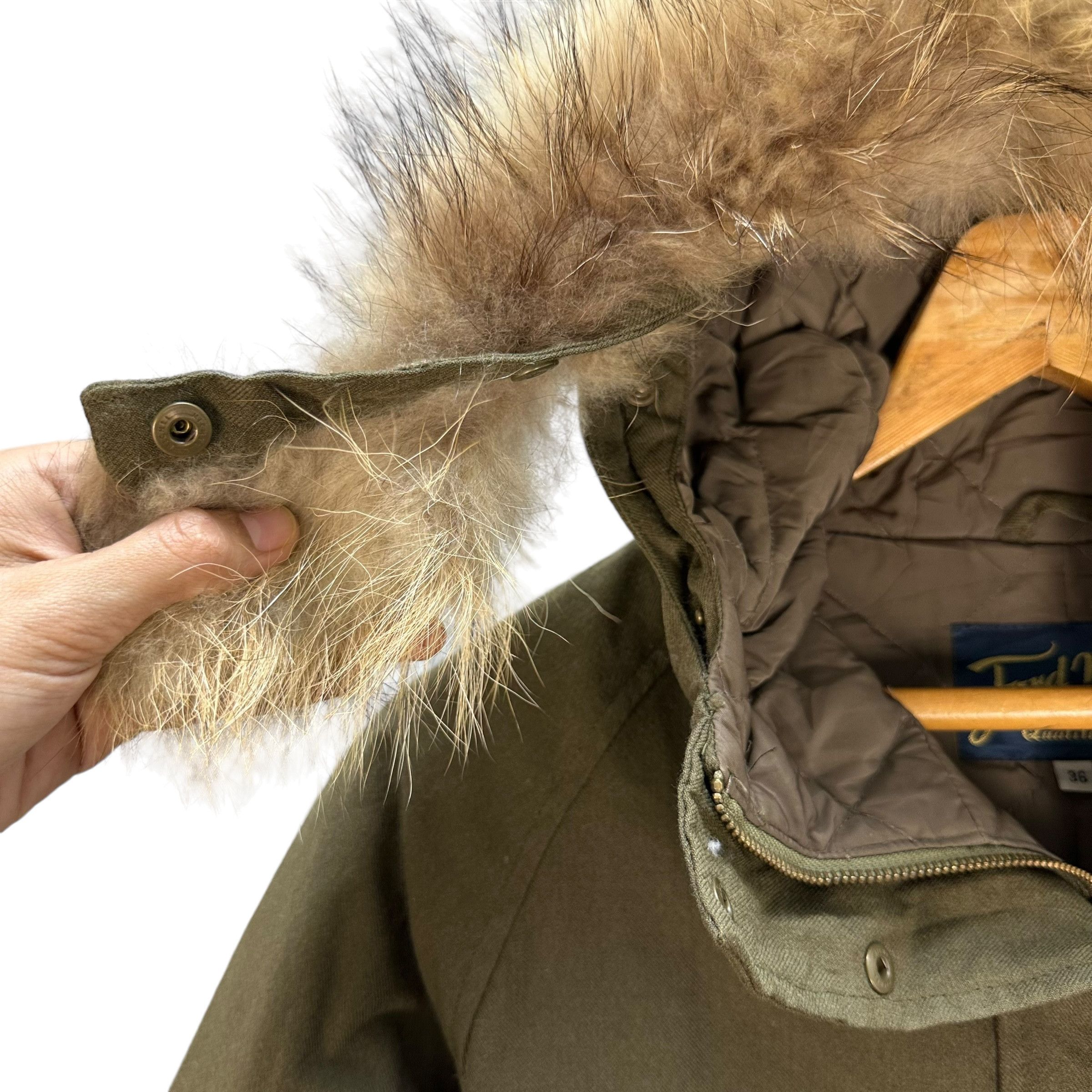 Ford FORD MILLS Raccoon Fur Hooded Wool Parka #A24-0552 Size XS / US 0-2 / IT 36-38 - 12 Thumbnail
