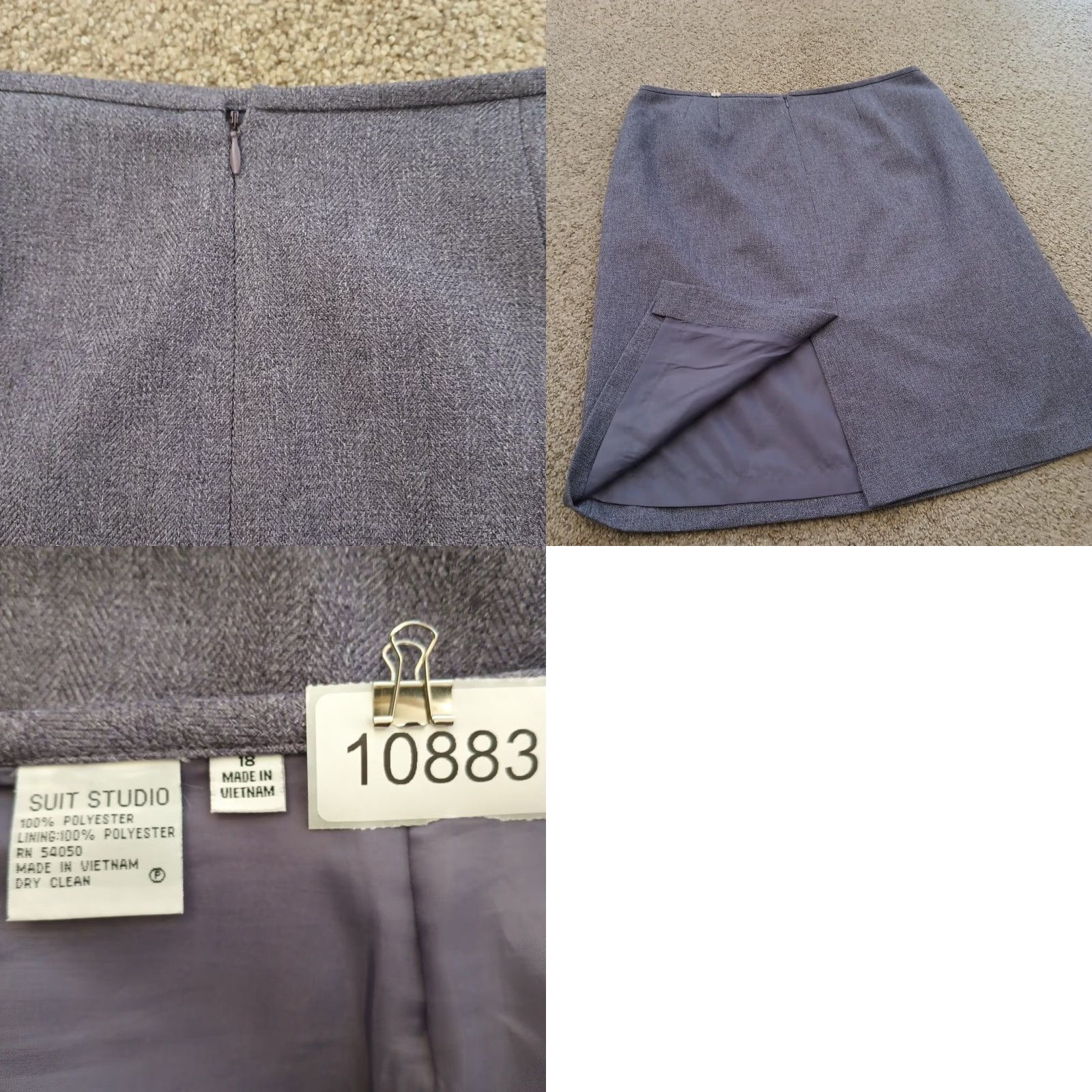 Vintage Suit Studio Skirt Women Knee Length Purple Herringbone Lined Slit Pencil Zip 18 Plus Vintage: No Size 40" / US 18 - 8 Thumbnail