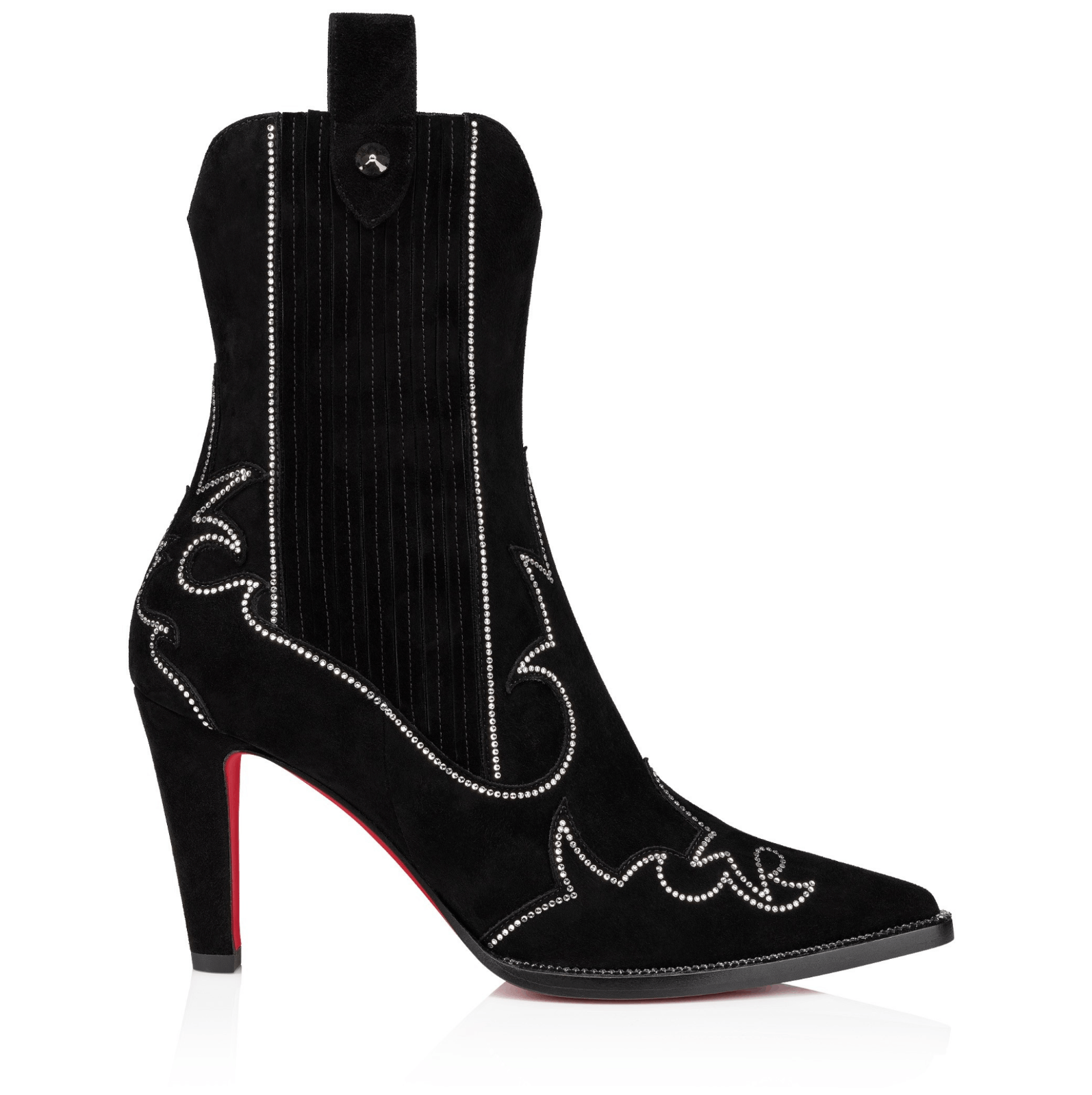 Christian Louboutin Santigag Strass 85 Black Suede Western Ankle Heel Boot 39 Size US 9 / IT 39 - 5 Thumbnail