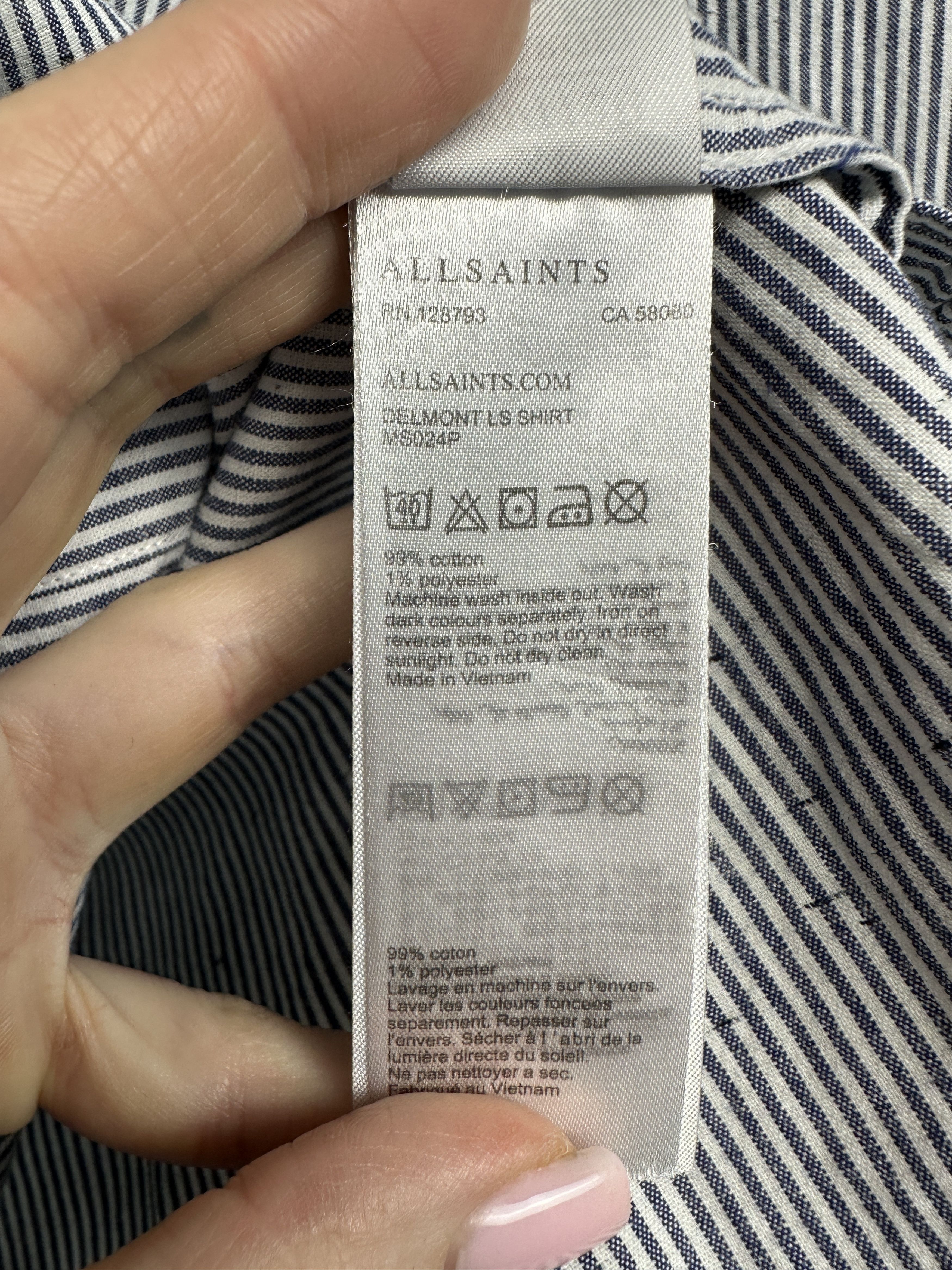 Allsaints Allsaints Delmont Mens Long Sleeve Striped Shirt Size US XL / EU 56 / 4 - 5 Thumbnail