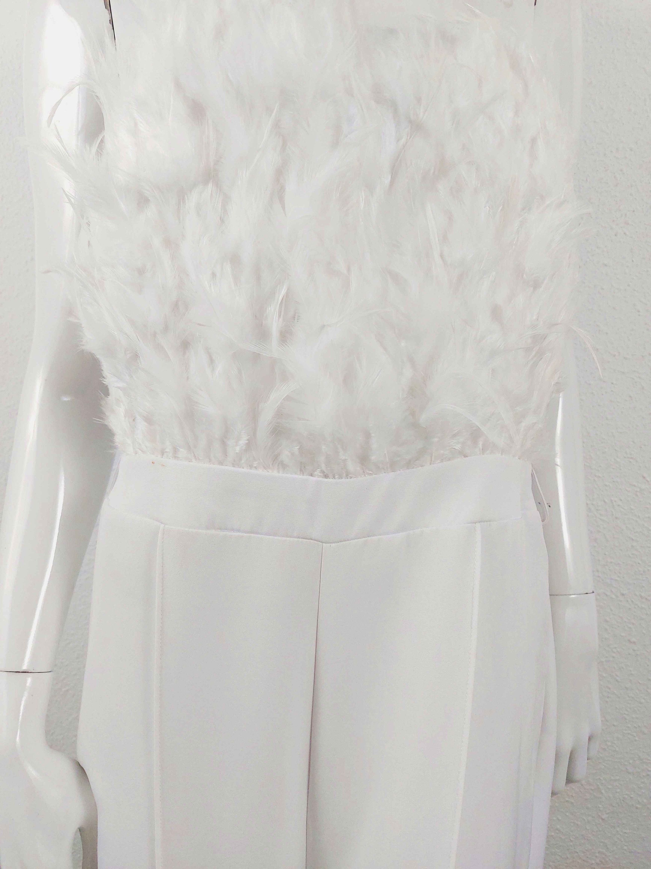 plein sud Plein Sud Faycal Amor White Feather Jumpsuit Dress Size 32" / US 10 / IT 46 - 7 Thumbnail