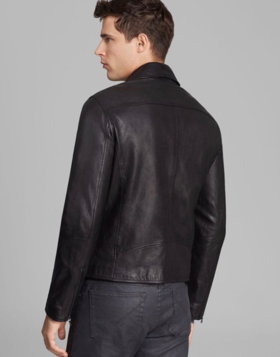 John Varvatos Asymmetrical Leather Biker Jacket. Large Size US L / EU 52-54 / 3 - 4 Thumbnail